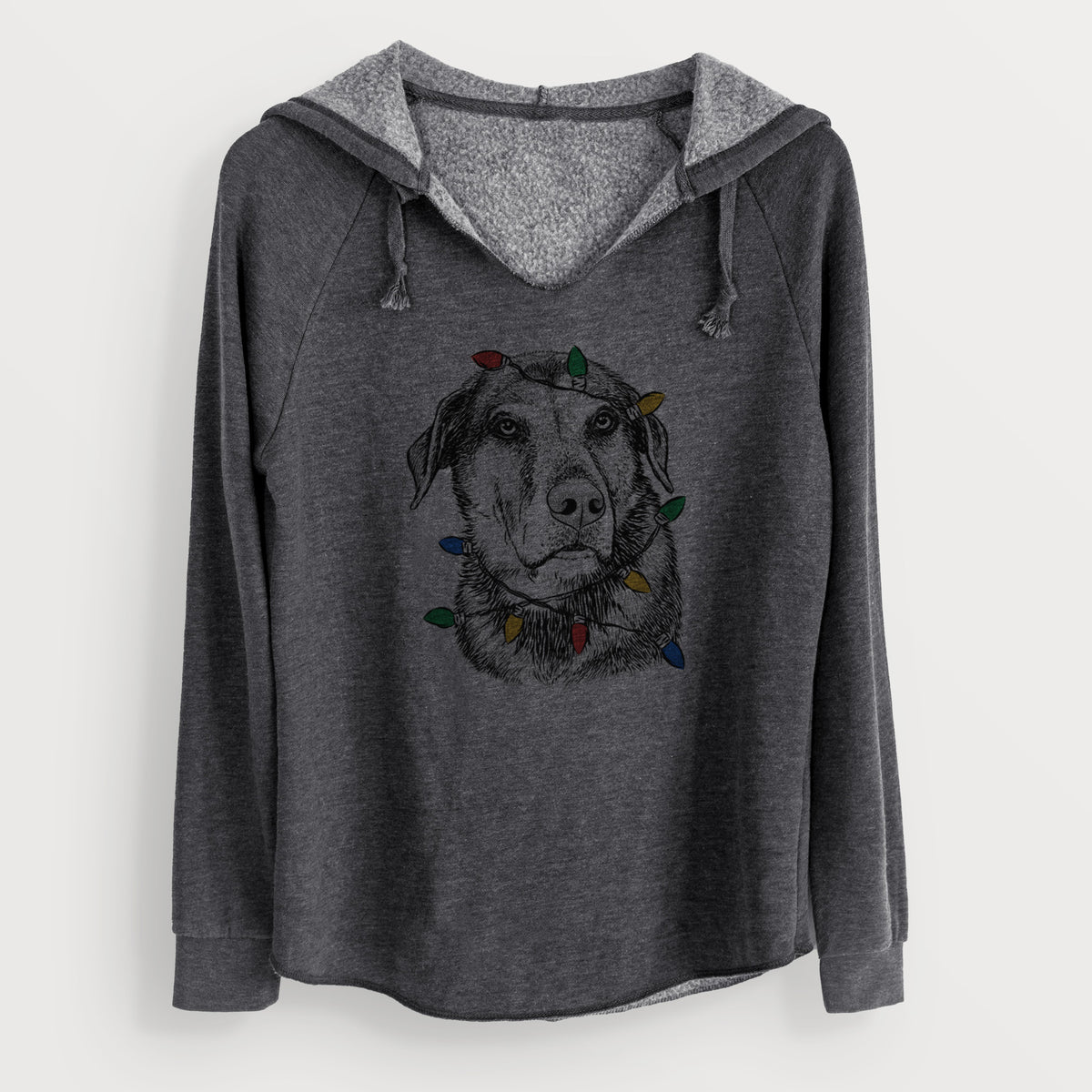 Christmas Lights Lobo the Shepherd Mix - Cali Wave Hooded Sweatshirt