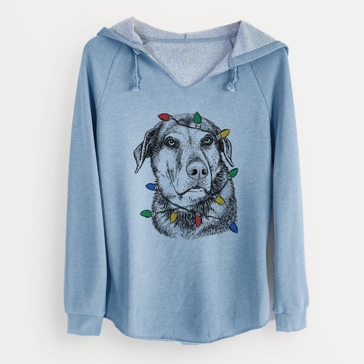 Christmas Lights Lobo the Shepherd Mix - Cali Wave Hooded Sweatshirt