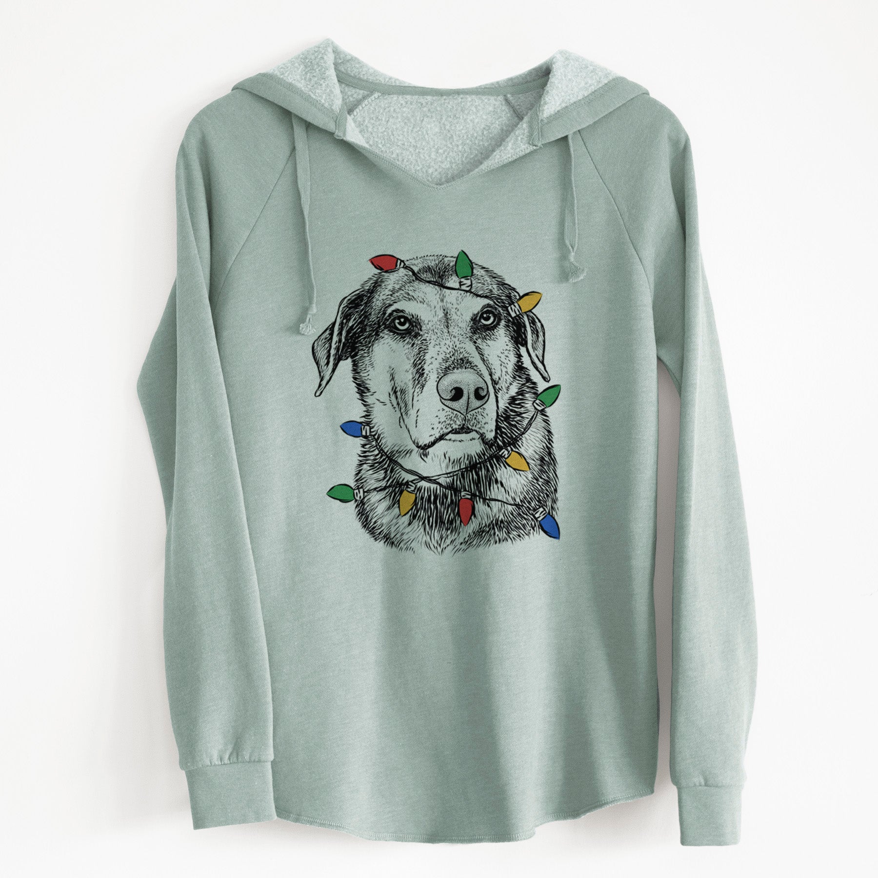 Christmas Lights Lobo the Shepherd Mix - Cali Wave Hooded Sweatshirt