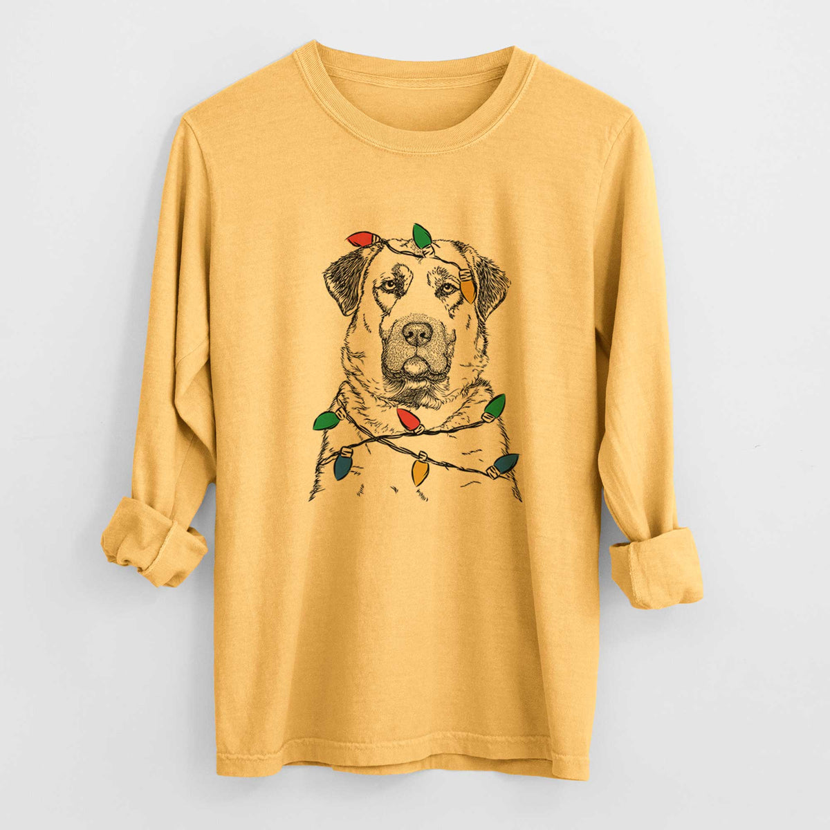 Christmas Lights Loca the Anatolian Shepherd - Heavyweight 100% Cotton Long Sleeve