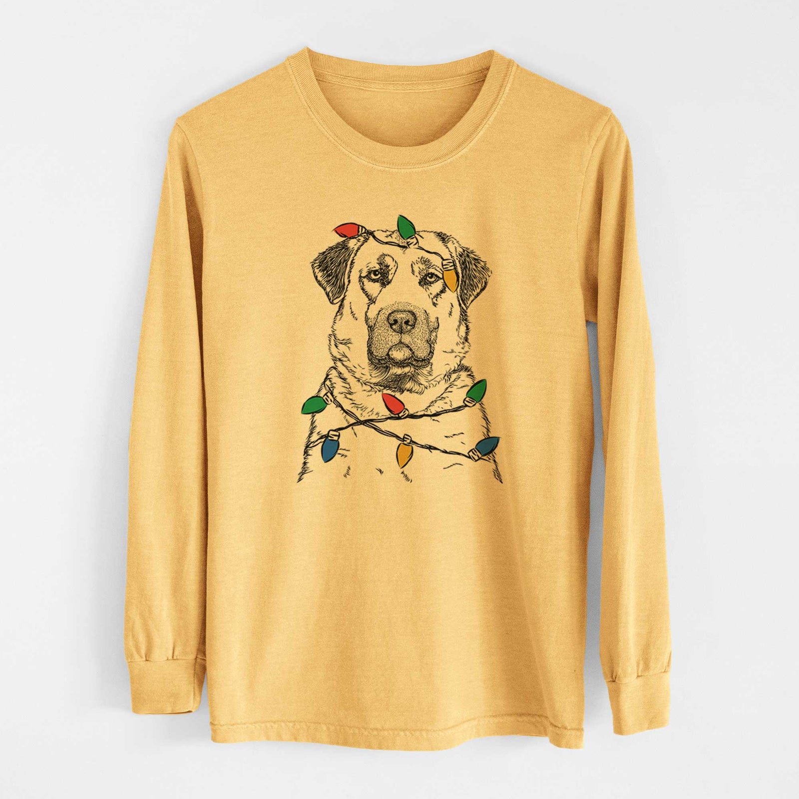 Christmas Lights Loca the Anatolian Shepherd - Heavyweight 100% Cotton Long Sleeve