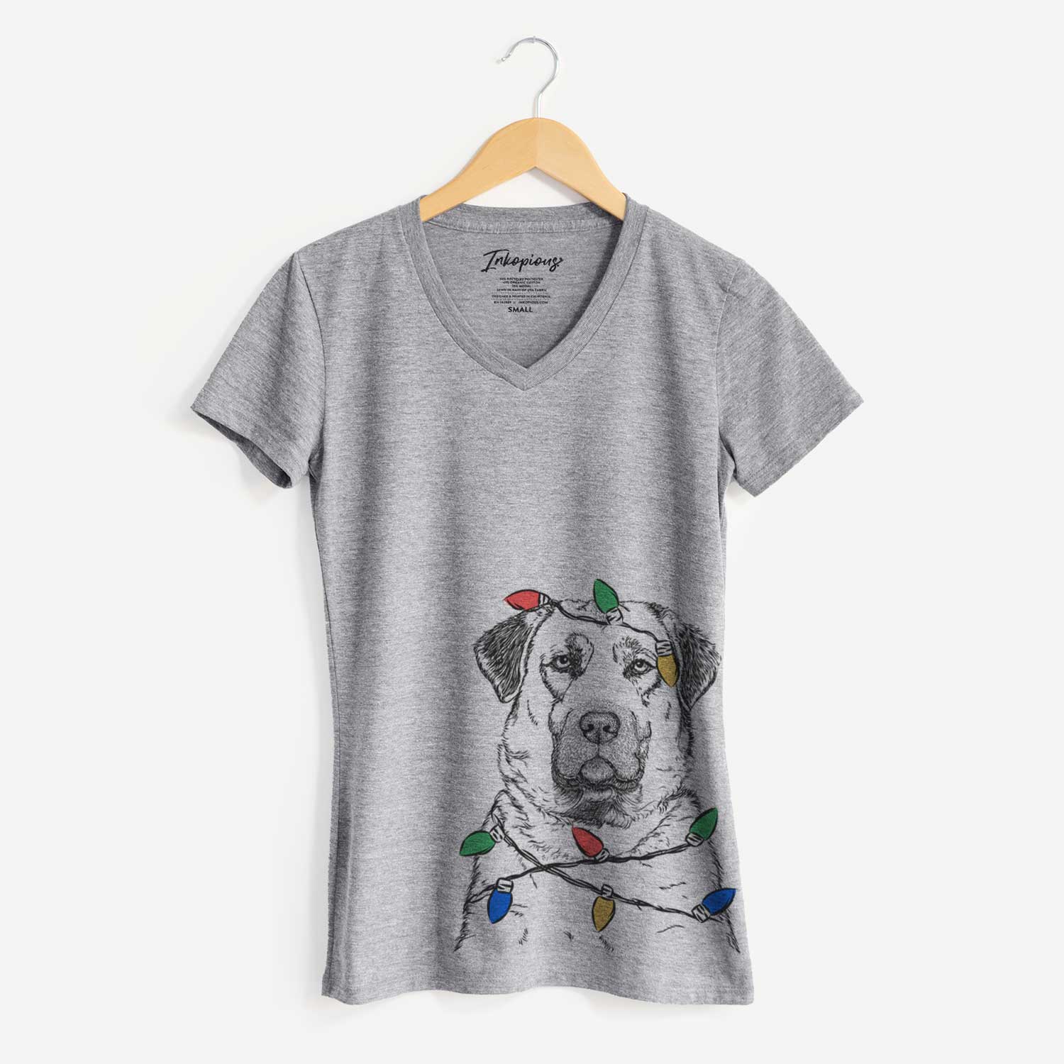 Christmas Lights Loca the Anatolian Shepherd - Women's V-neck Shirt