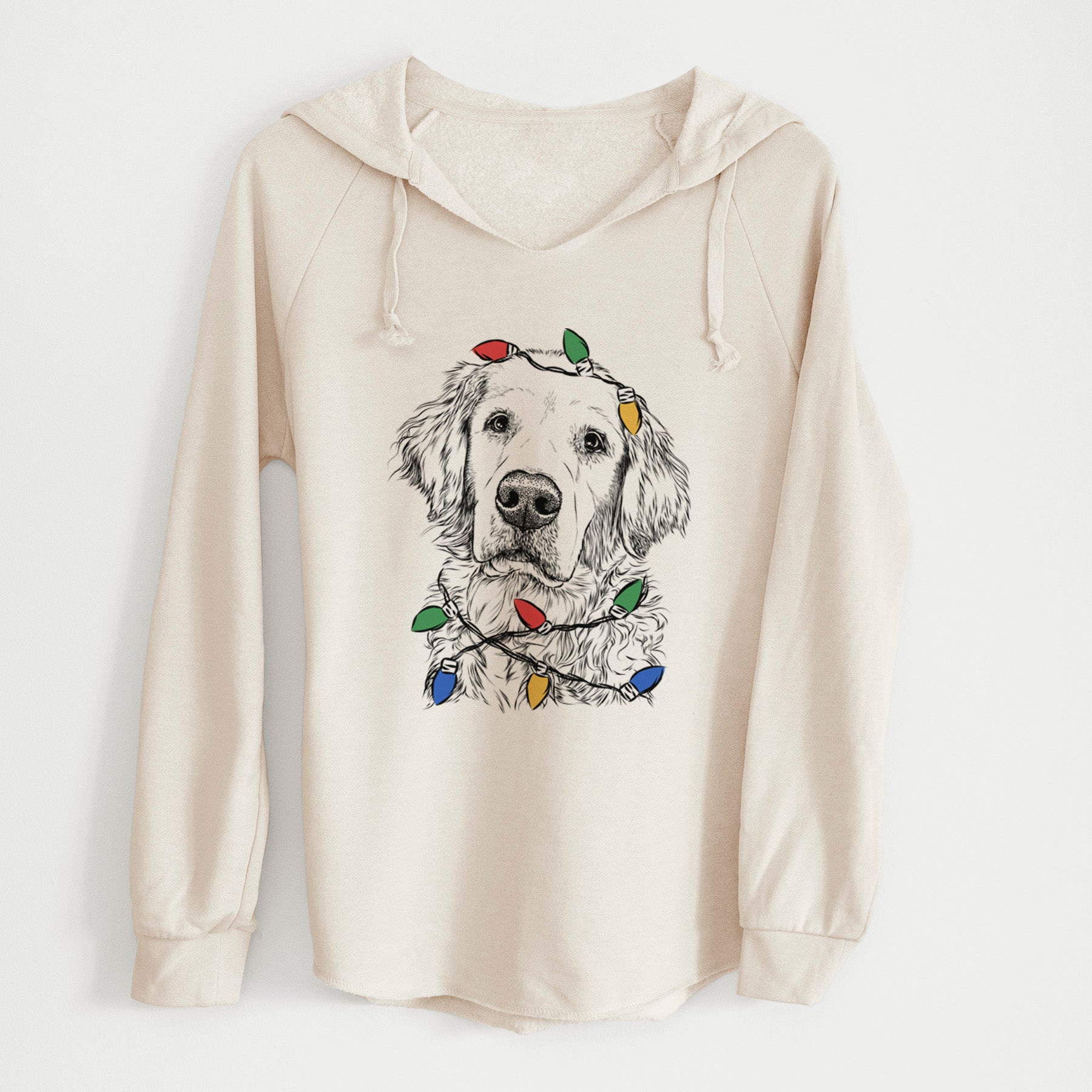 Christmas Lights Loganator the Golden Retriever - Cali Wave Hooded Sweatshirt