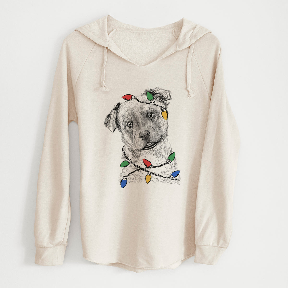Christmas Lights Loki Bear the Australian Cattle Dog Mix - Cali Wave Hooded Sweatshirt