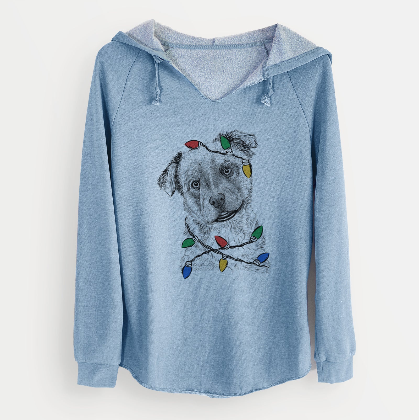 Christmas Lights Loki Bear the Australian Cattle Dog Mix - Cali Wave Hooded Sweatshirt