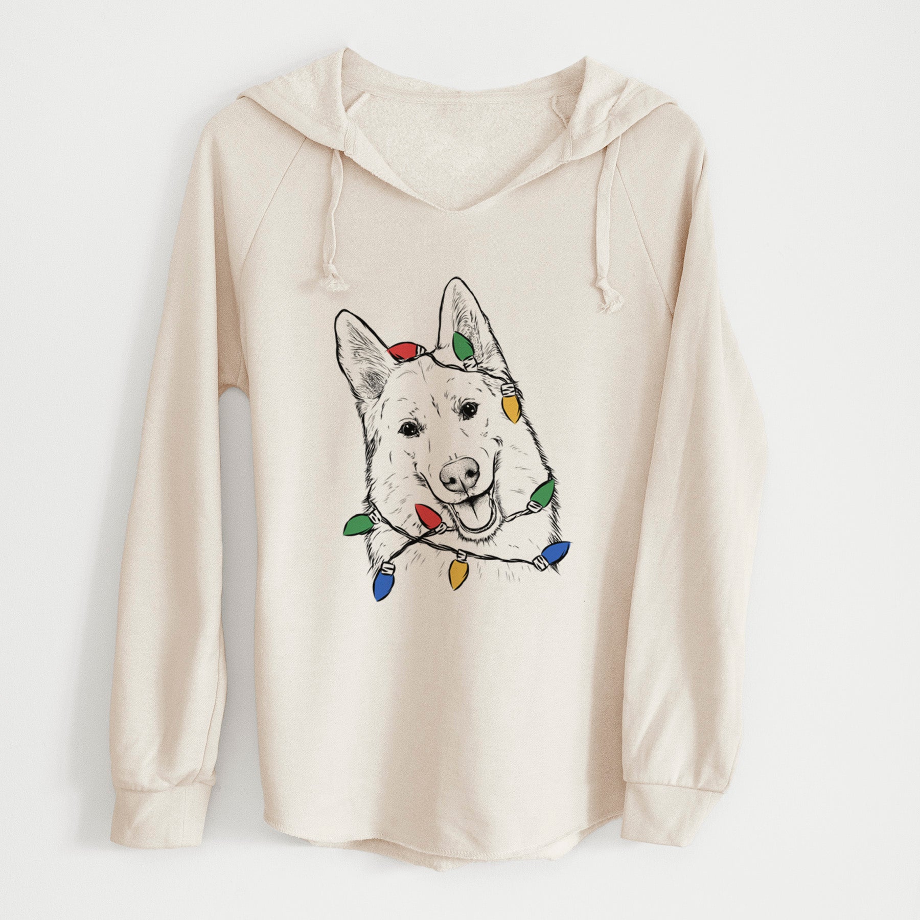 Christmas Lights Loki the Husky Shepherd Mix - Cali Wave Hooded Sweatshirt