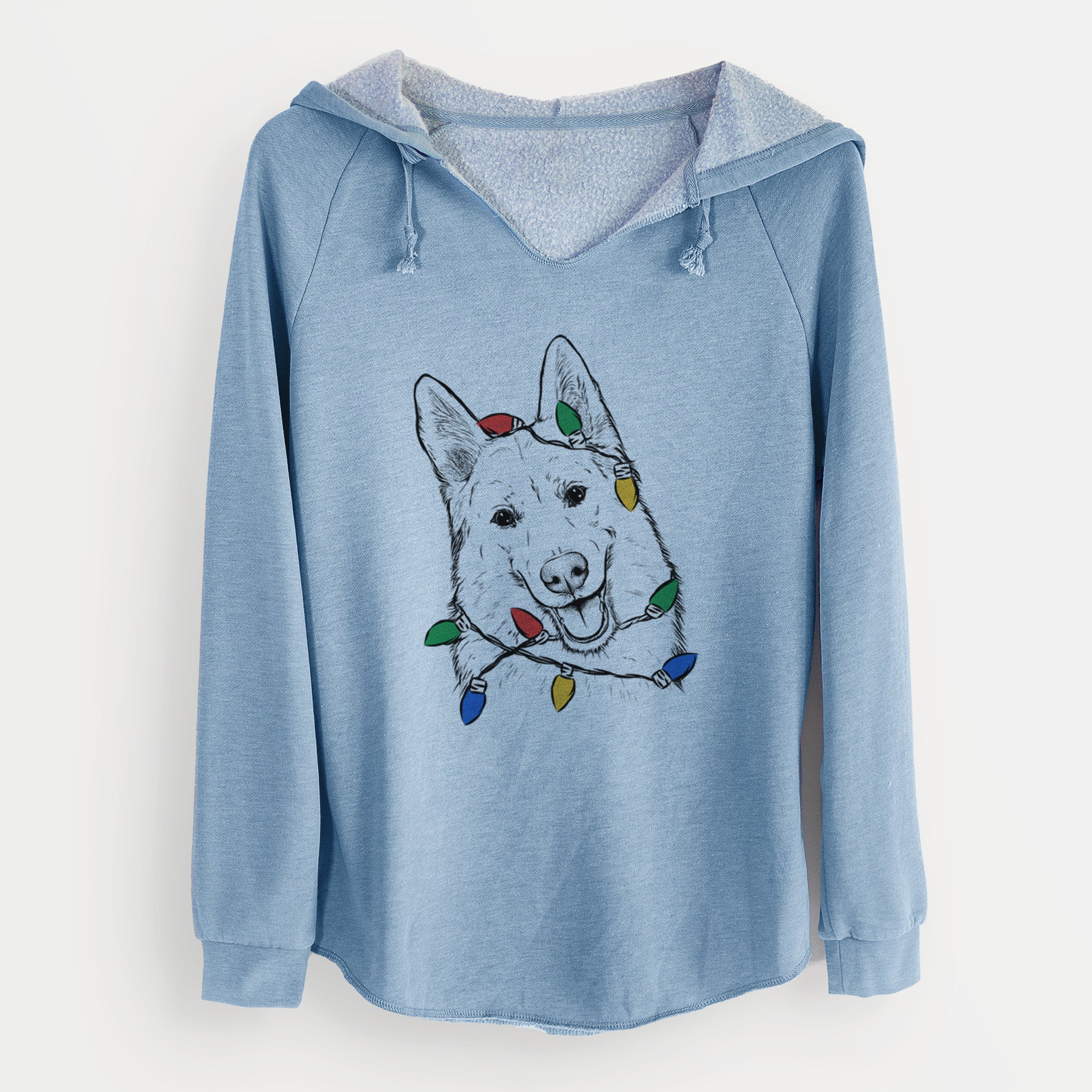 Christmas Lights Loki the Husky Shepherd Mix - Cali Wave Hooded Sweatshirt