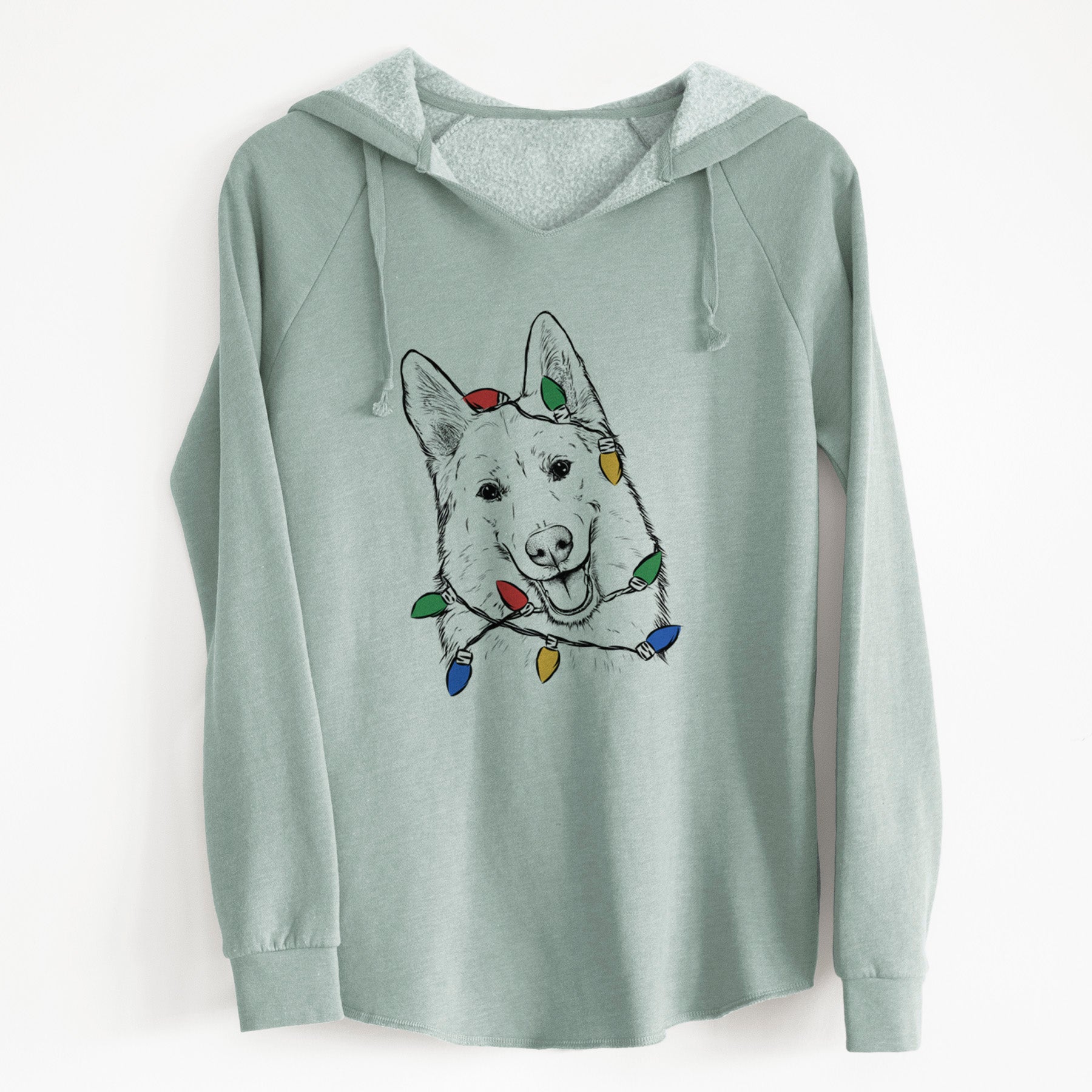 Christmas Lights Loki the Husky Shepherd Mix - Cali Wave Hooded Sweatshirt