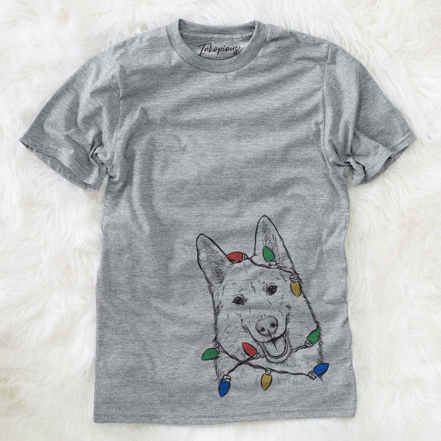 Christmas Lights Loki the Husky Shepherd Mix - Unisex Crewneck