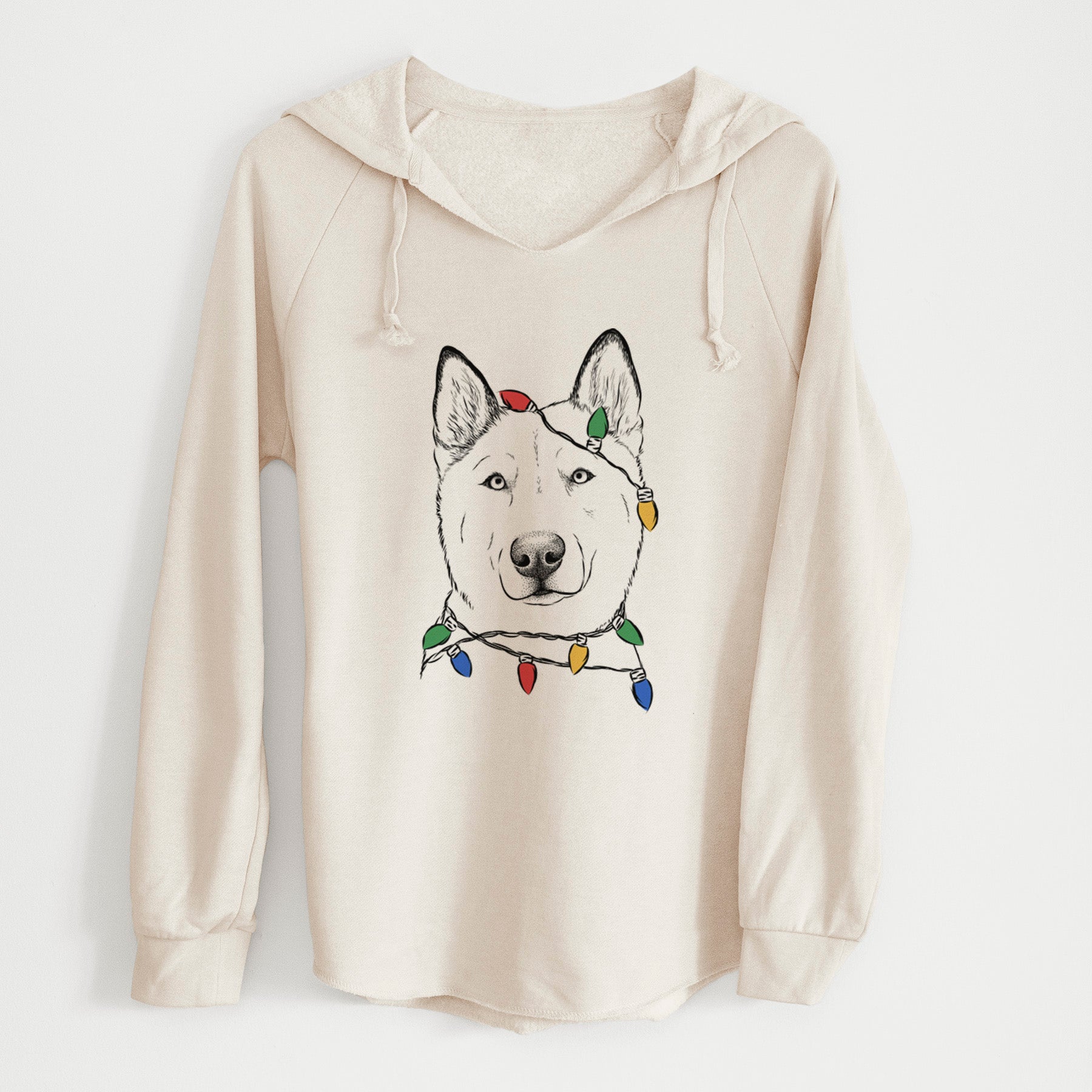 Christmas Lights London the Siberian Husky - Cali Wave Hooded Sweatshirt