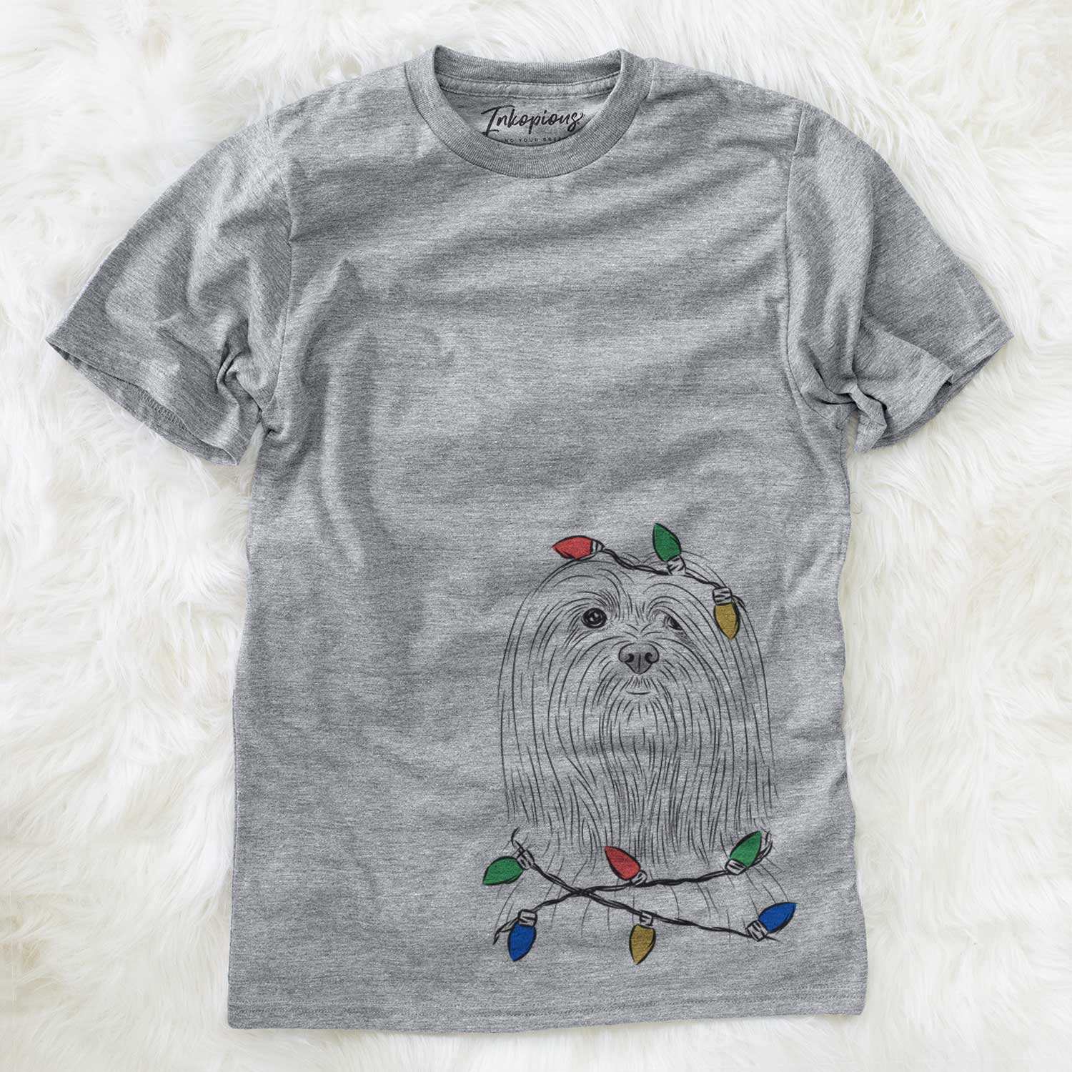 Christmas Lights Lorenzo the Lhasa Apso - Unisex Crewneck