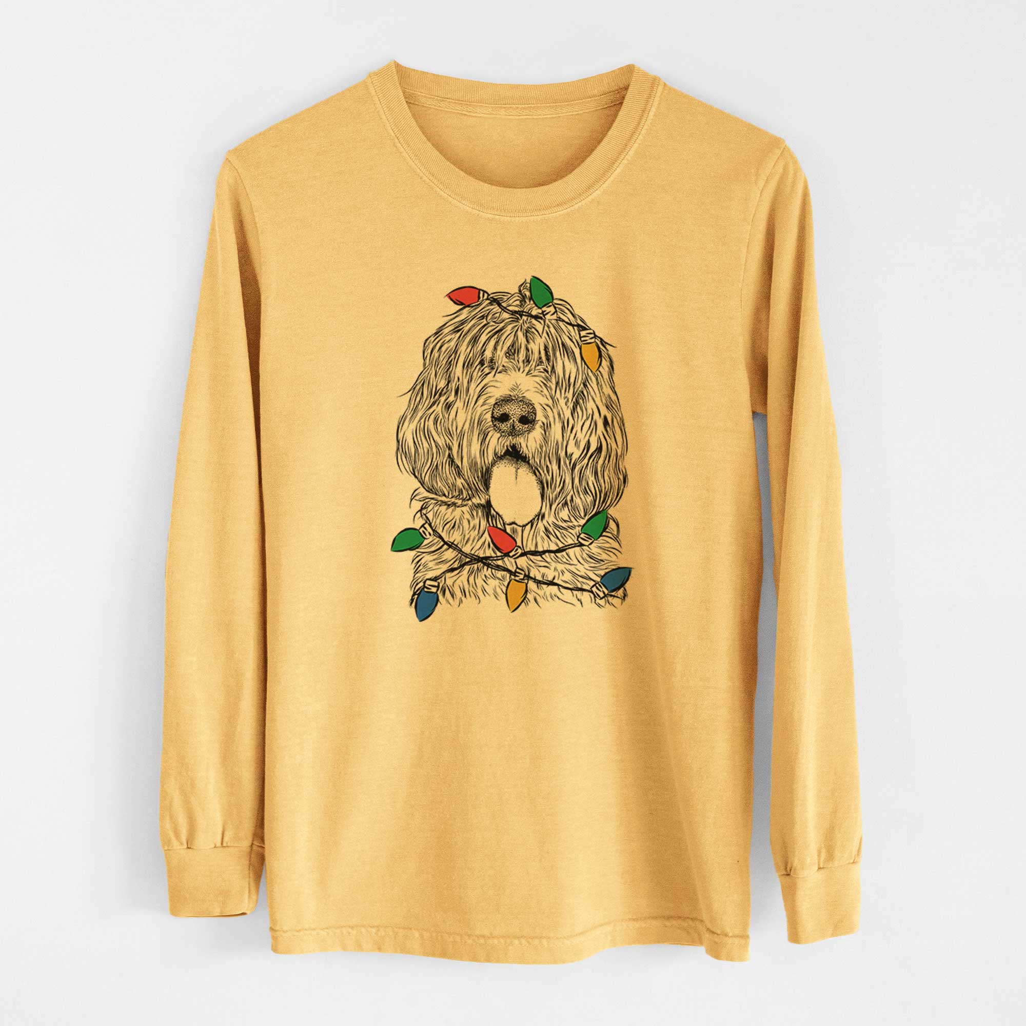 Christmas Lights Lou the Otterhound - Heavyweight 100% Cotton Long Sleeve