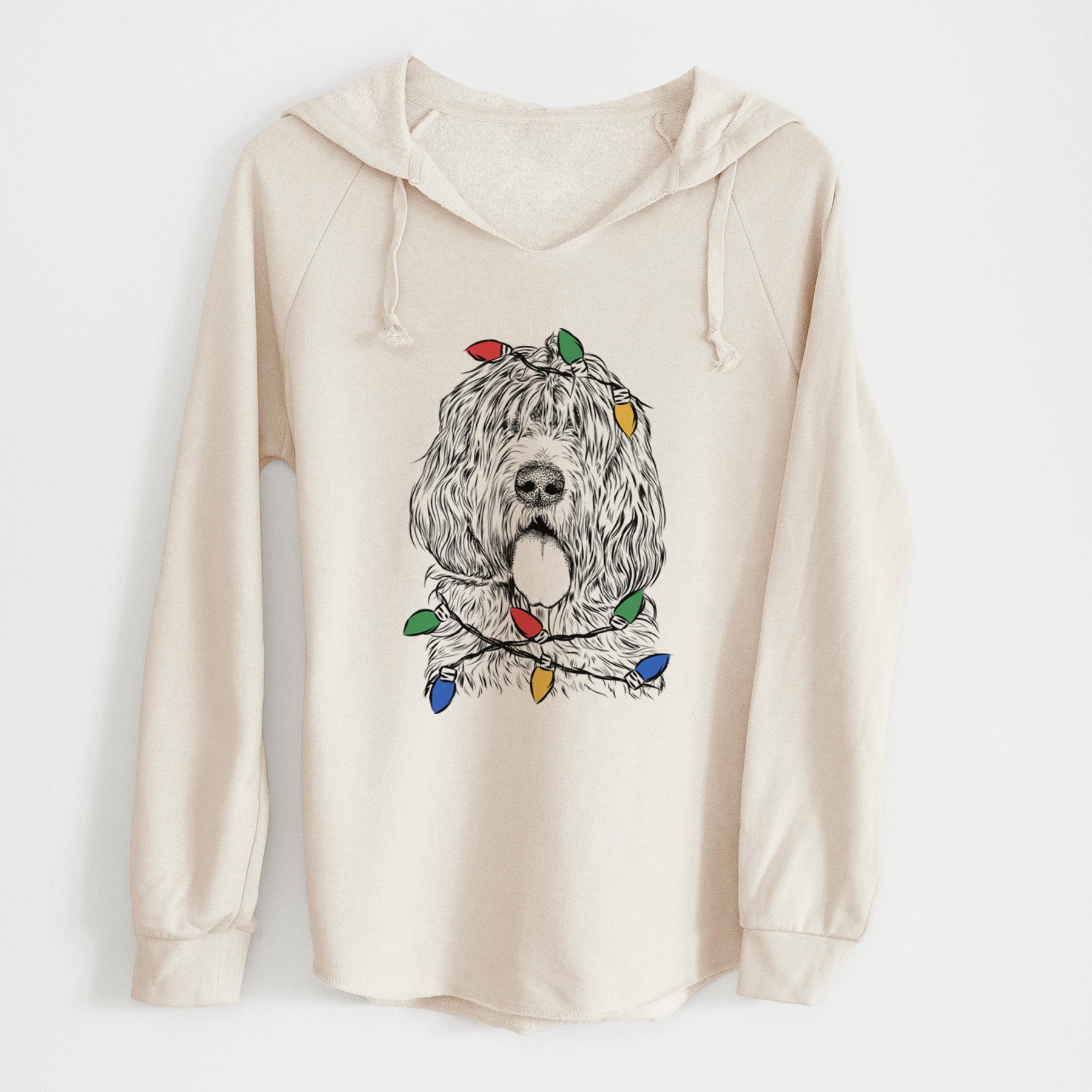 Christmas Lights Lou the Otterhound - Cali Wave Hooded Sweatshirt