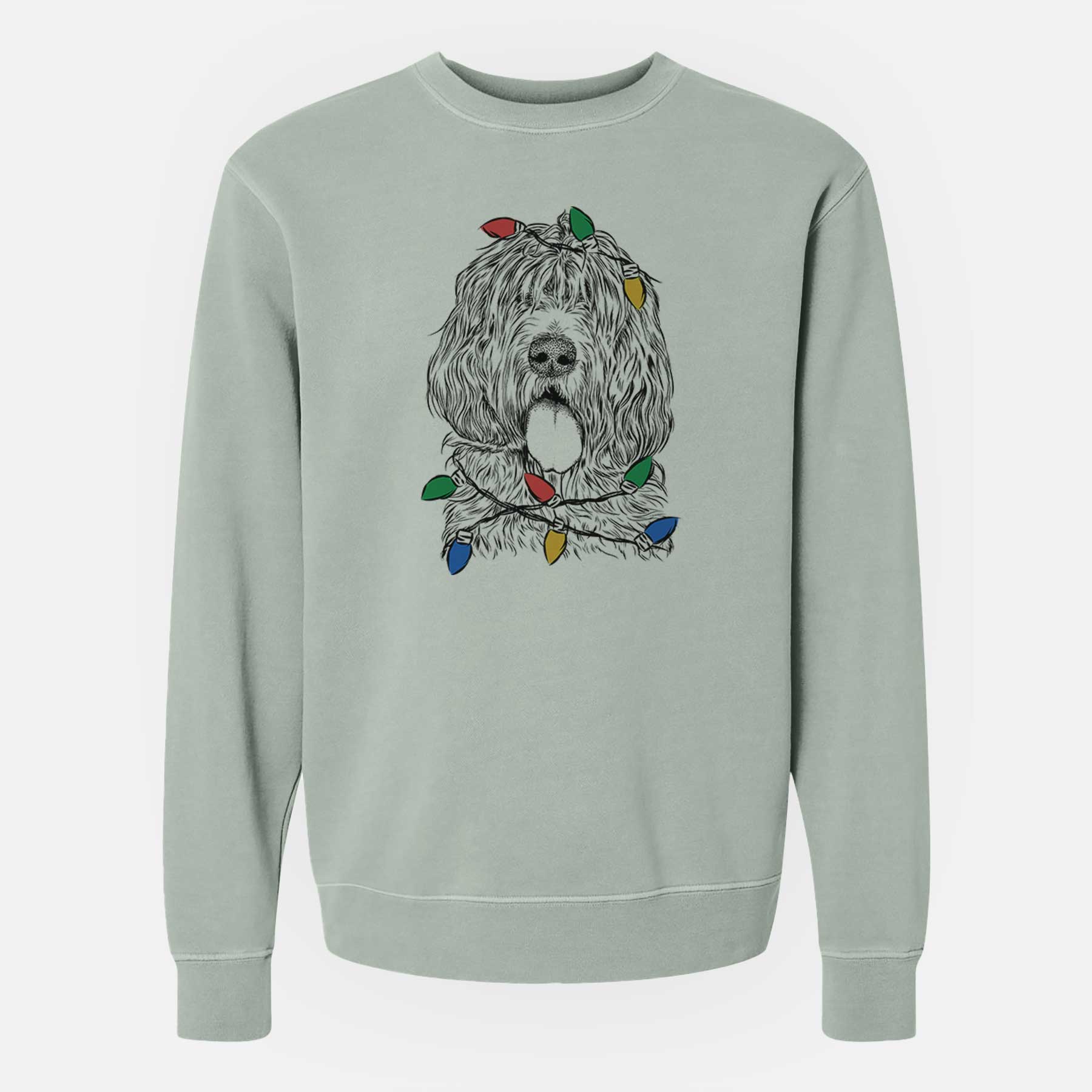 Christmas Lights Lou the Otterhound - Unisex Pigment Dyed Crew Sweatshirt