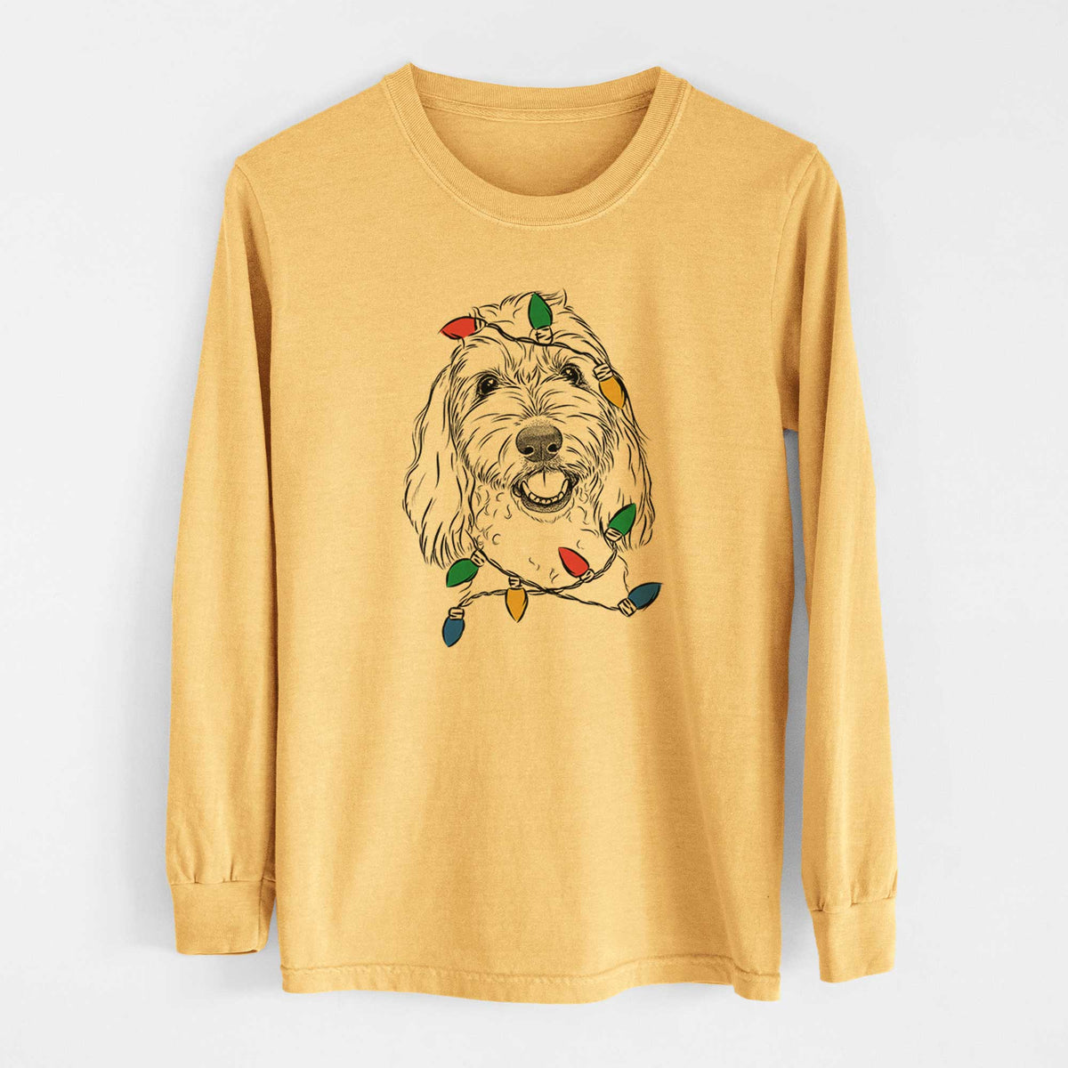 Christmas Lights Louie the Coton de Tulear - Heavyweight 100% Cotton Long Sleeve