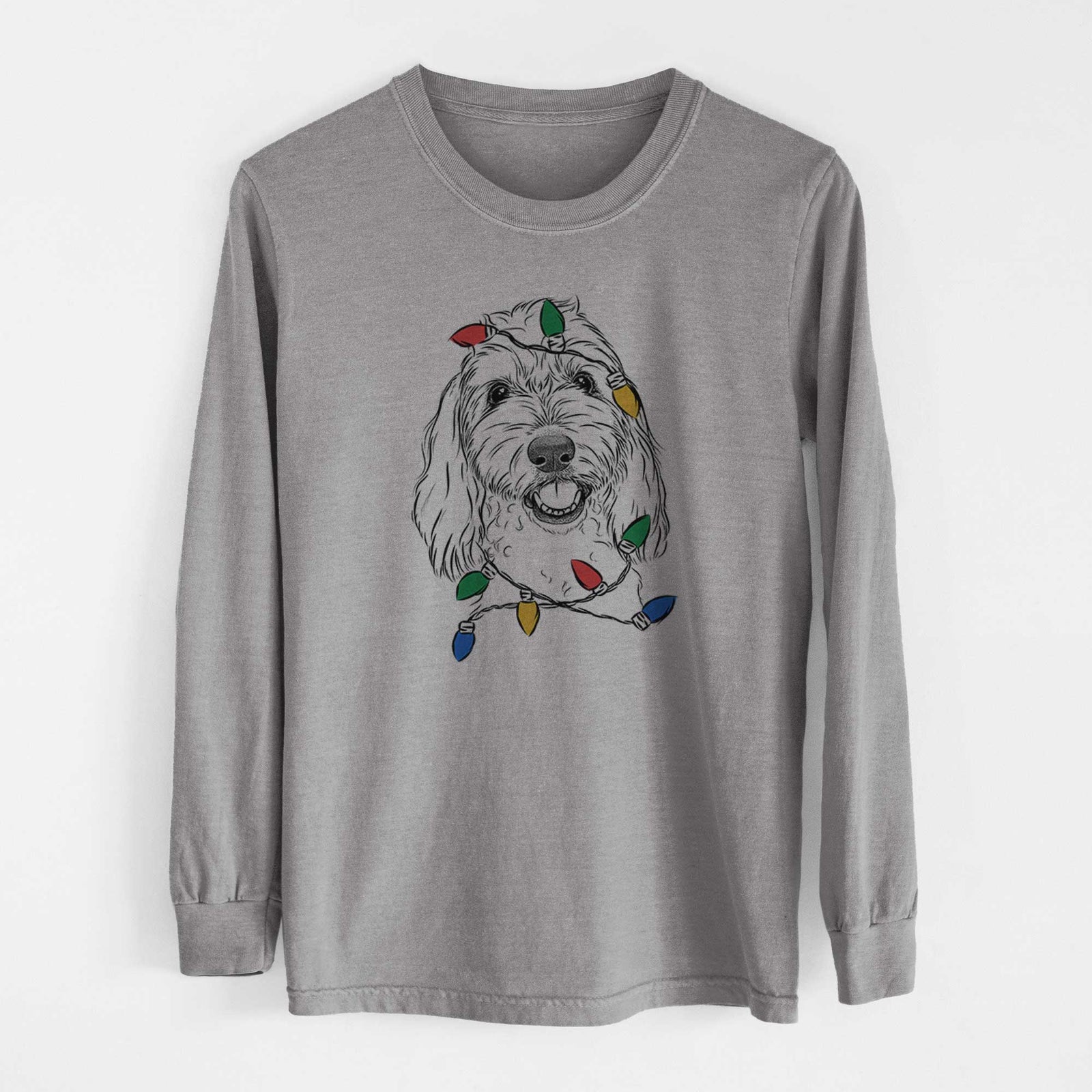 Christmas Lights Louie the Coton de Tulear - Heavyweight 100% Cotton Long Sleeve