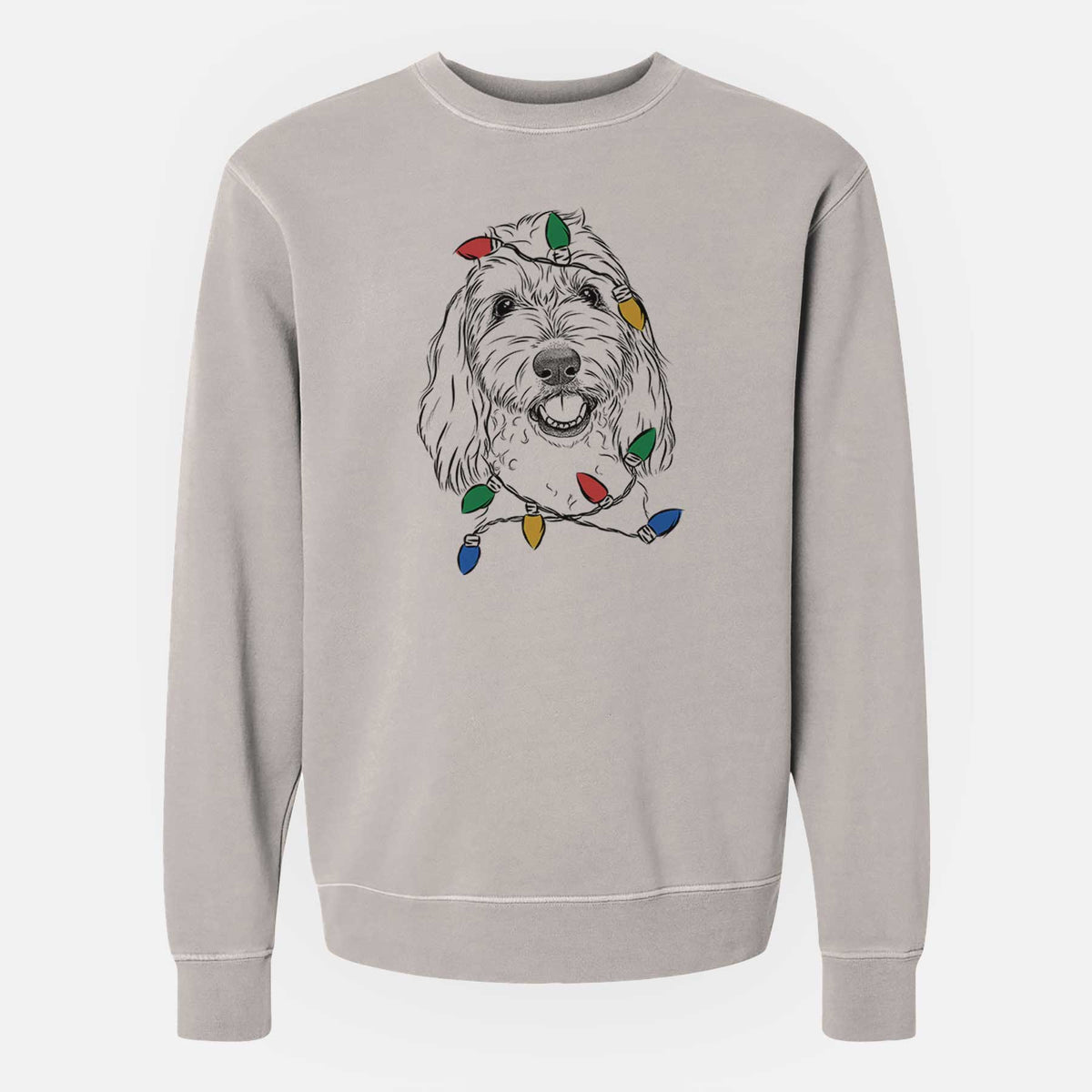 Christmas Lights Louie the Coton de Tulear - Unisex Pigment Dyed Crew Sweatshirt