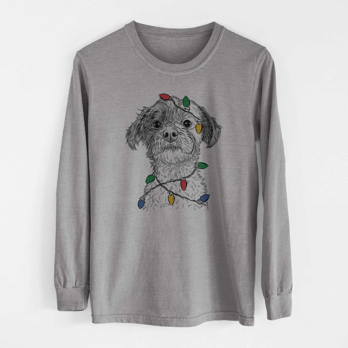 Christmas Lights Louise the Havanese - Heavyweight 100% Cotton Long Sleeve