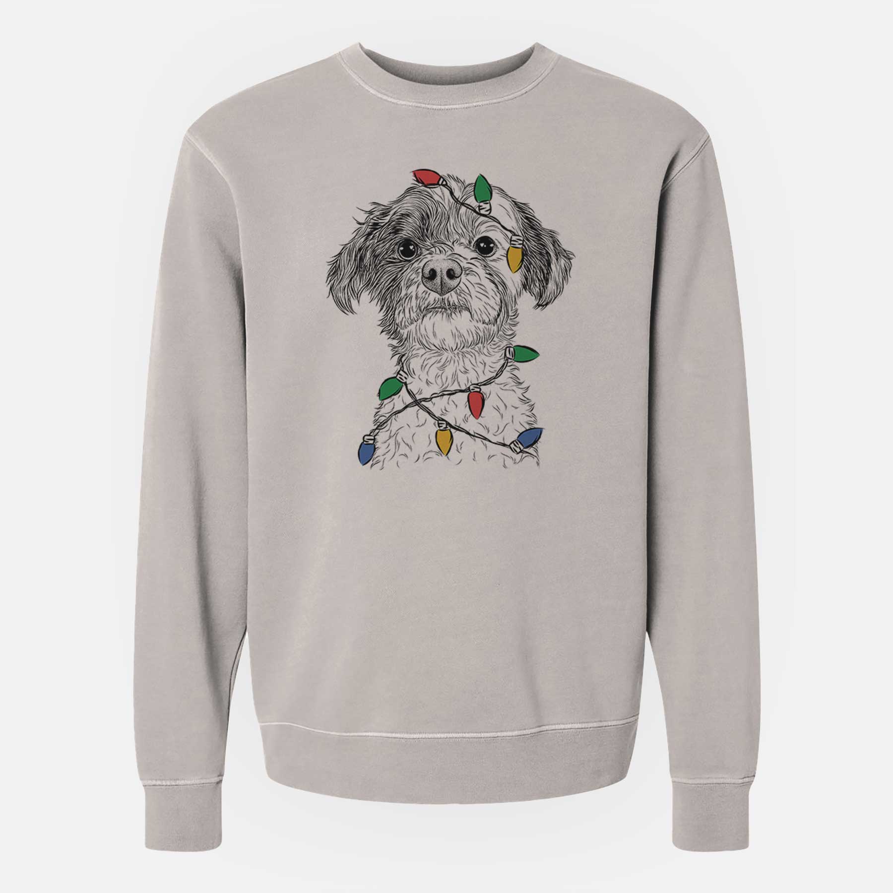 Christmas Lights Louise the Havanese - Unisex Pigment Dyed Crew Sweatshirt