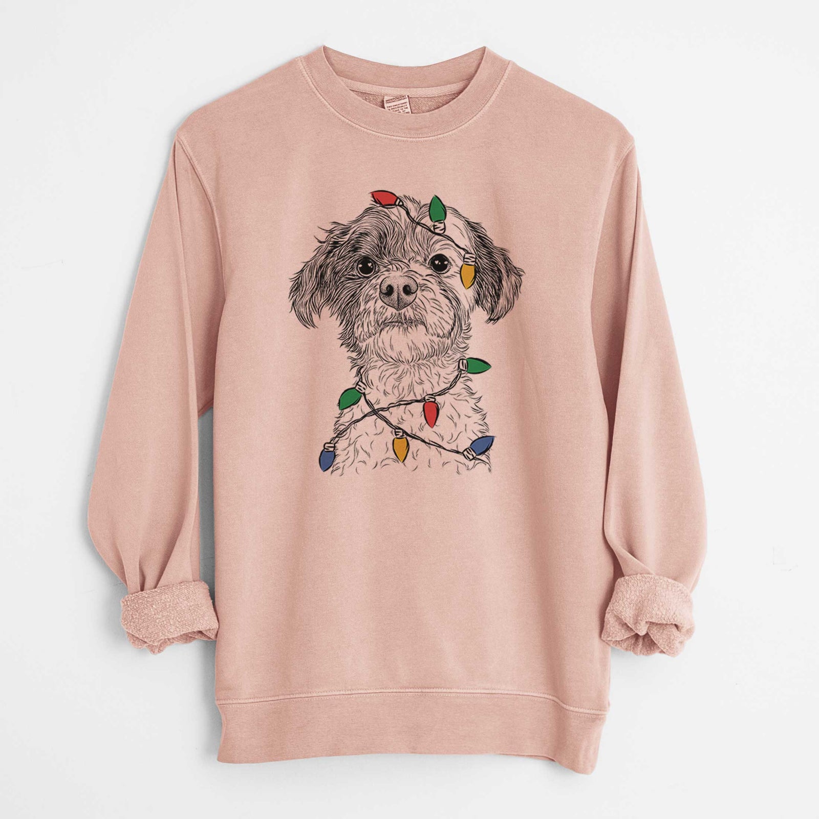 Christmas Lights Louise the Havanese - Unisex Pigment Dyed Crew Sweatshirt