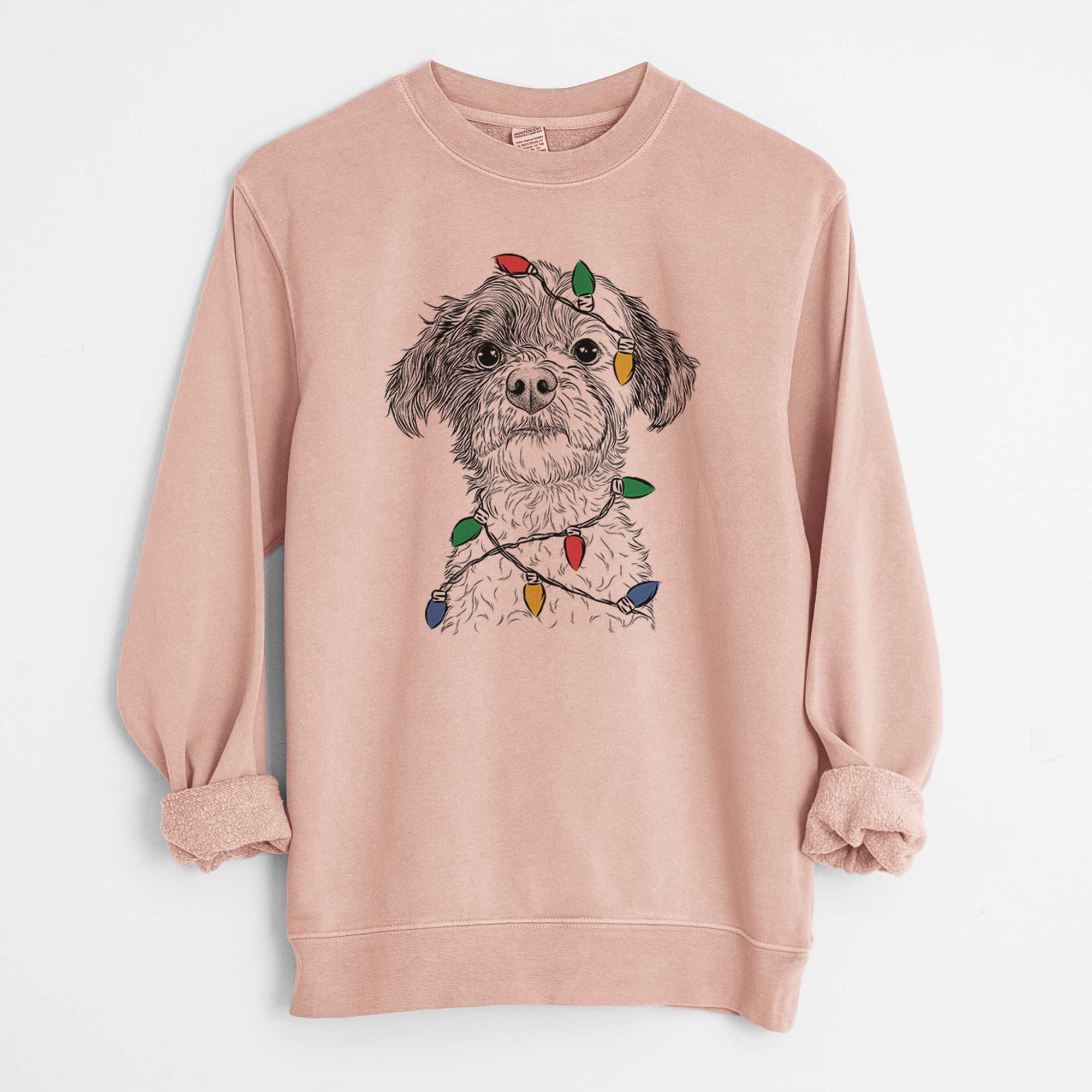 Christmas Lights Louise the Havanese - Unisex Pigment Dyed Crew Sweatshirt