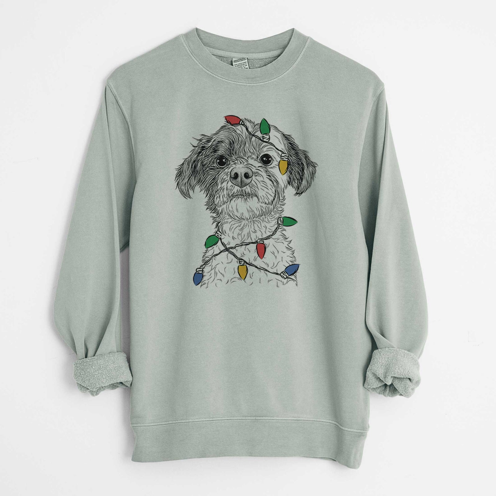 Christmas Lights Louise the Havanese - Unisex Pigment Dyed Crew Sweatshirt