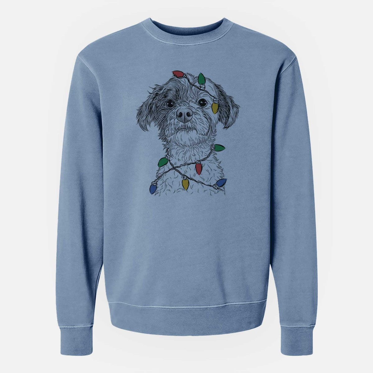 Christmas Lights Louise the Havanese - Unisex Pigment Dyed Crew Sweatshirt