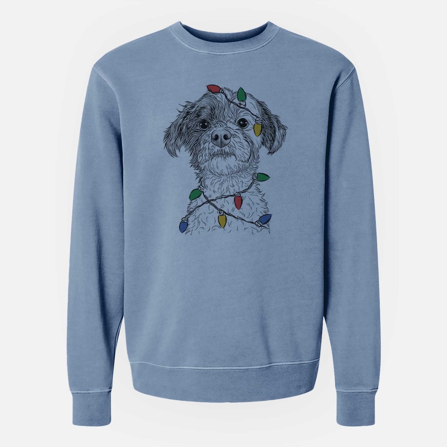 Christmas Lights Louise the Havanese - Unisex Pigment Dyed Crew Sweatshirt
