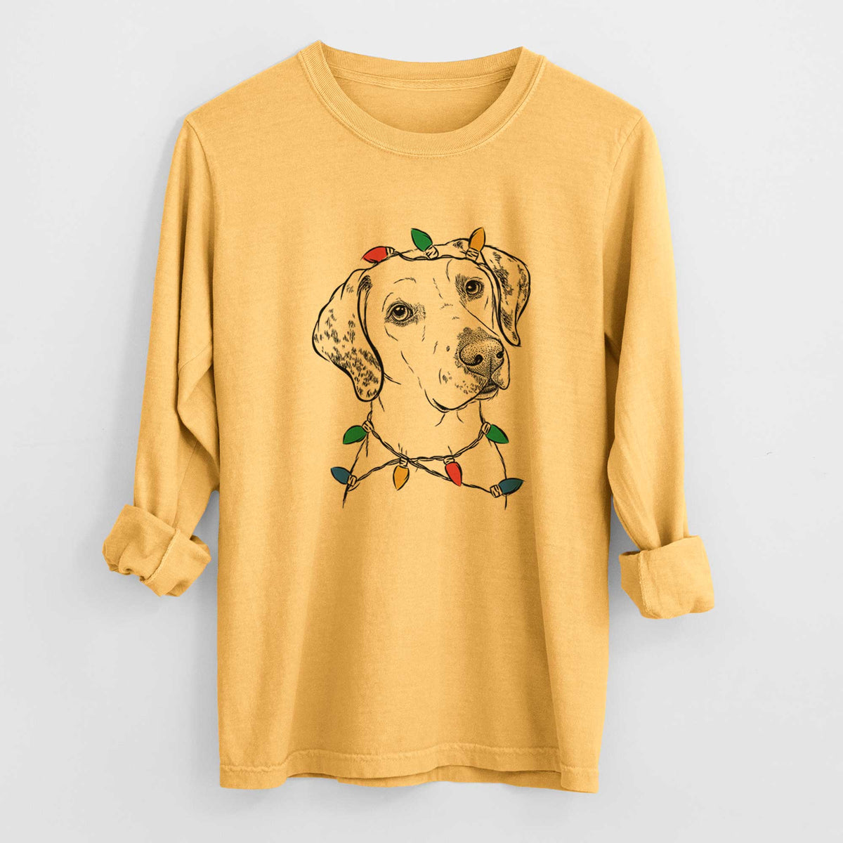 Christmas Lights Lucky the Dalmatian - Heavyweight 100% Cotton Long Sleeve