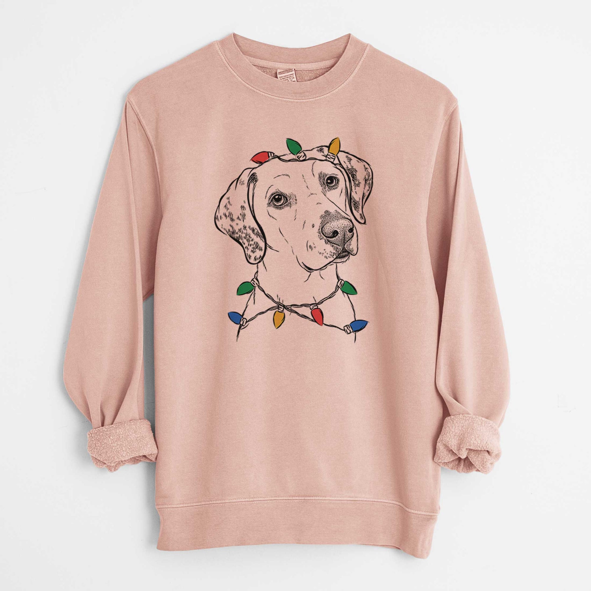 Christmas Lights Lucky the Dalmatian - Unisex Pigment Dyed Crew Sweatshirt