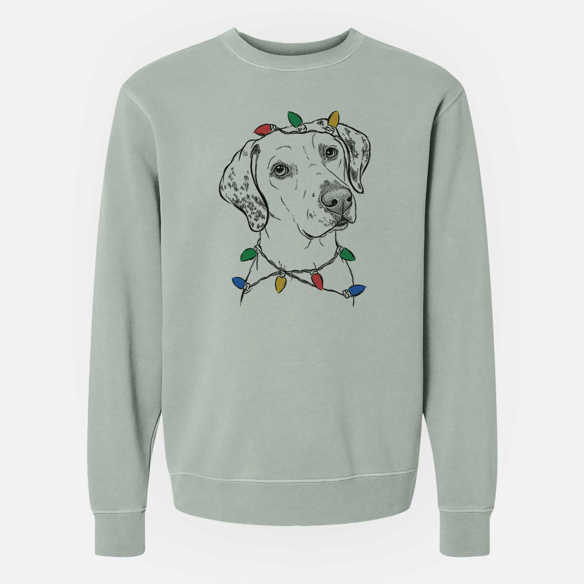 Christmas Lights Lucky the Dalmatian - Unisex Pigment Dyed Crew Sweatshirt