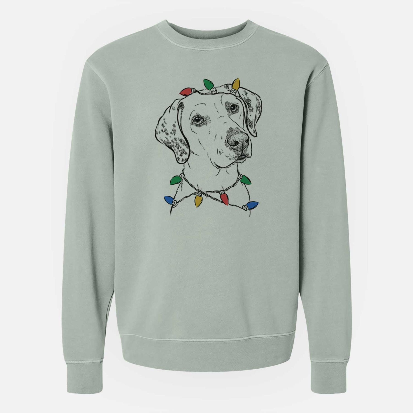 Christmas Lights Lucky the Dalmatian - Unisex Pigment Dyed Crew Sweatshirt