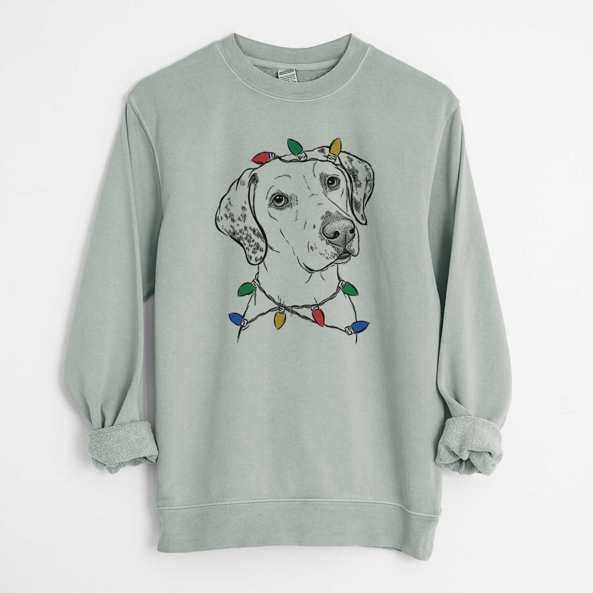 Christmas Lights Lucky the Dalmatian - Unisex Pigment Dyed Crew Sweatshirt