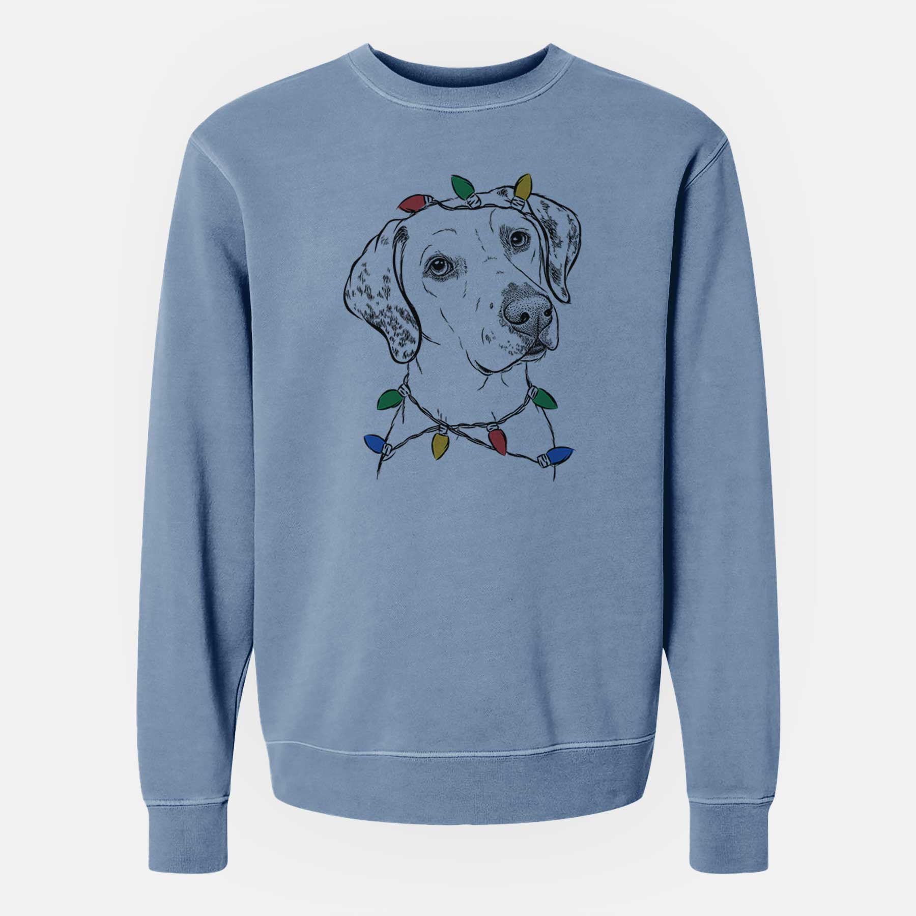 Christmas Lights Lucky the Dalmatian - Unisex Pigment Dyed Crew Sweatshirt