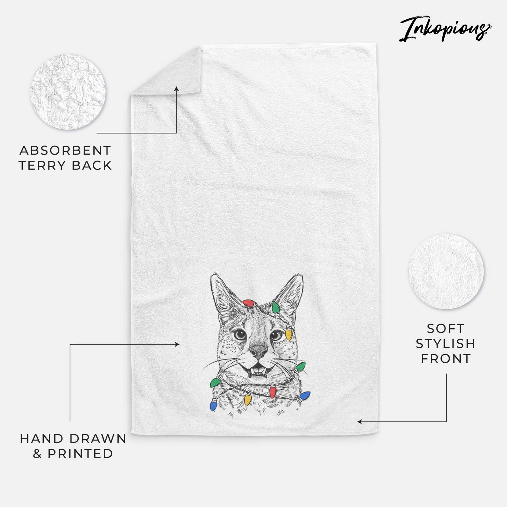 Lucky the Serval Cat Decorative Hand Towel