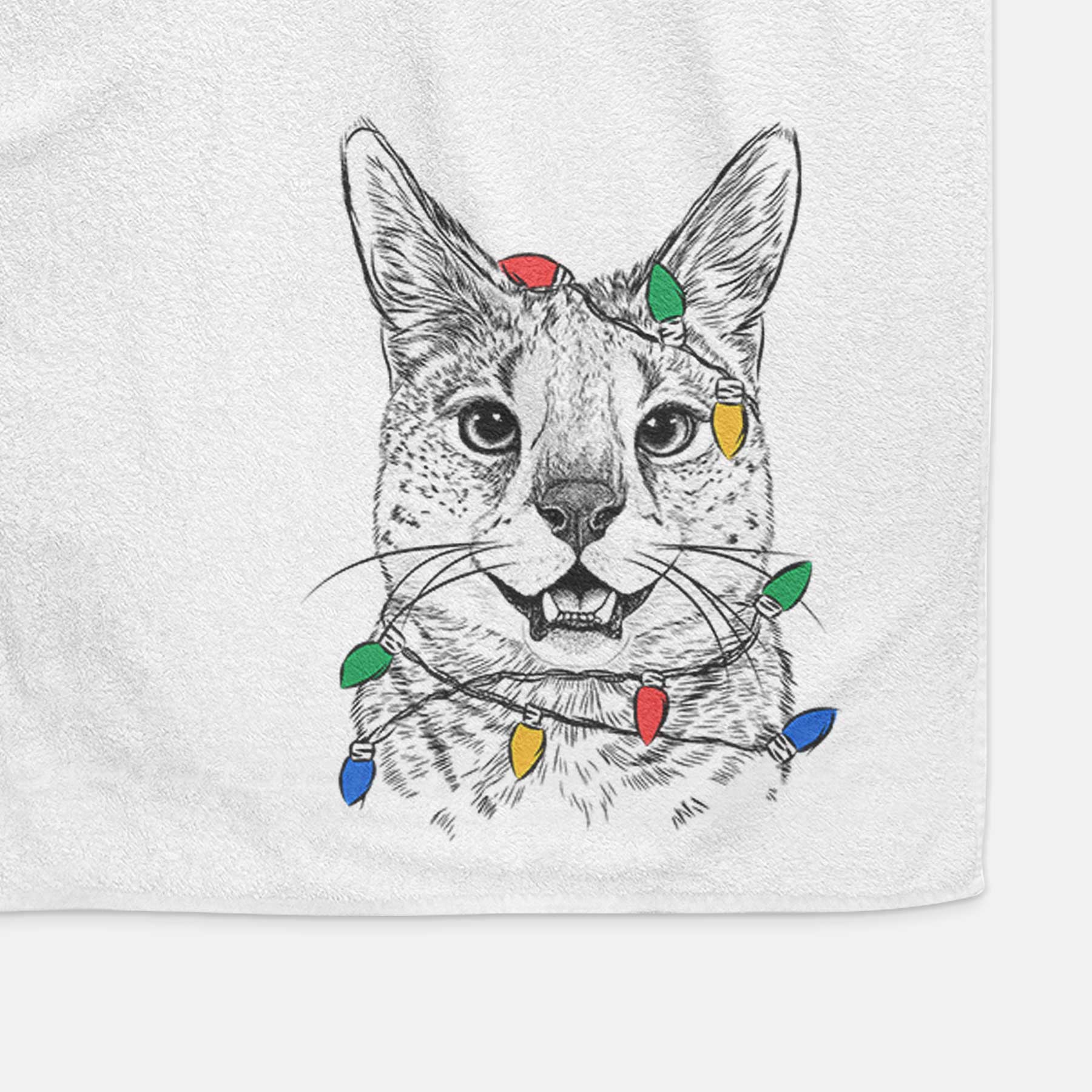 Lucky the Serval Cat Decorative Hand Towel