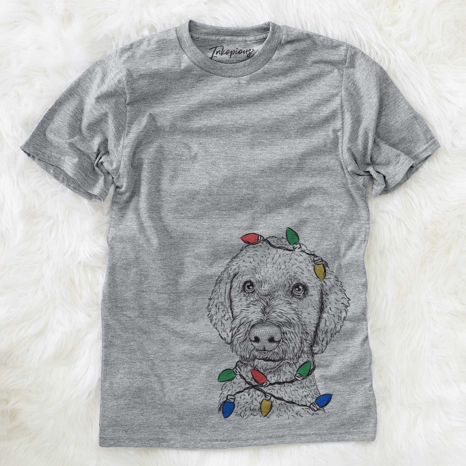 Christmas Lights Lucy Boo the Goldendoodle - Unisex Crewneck