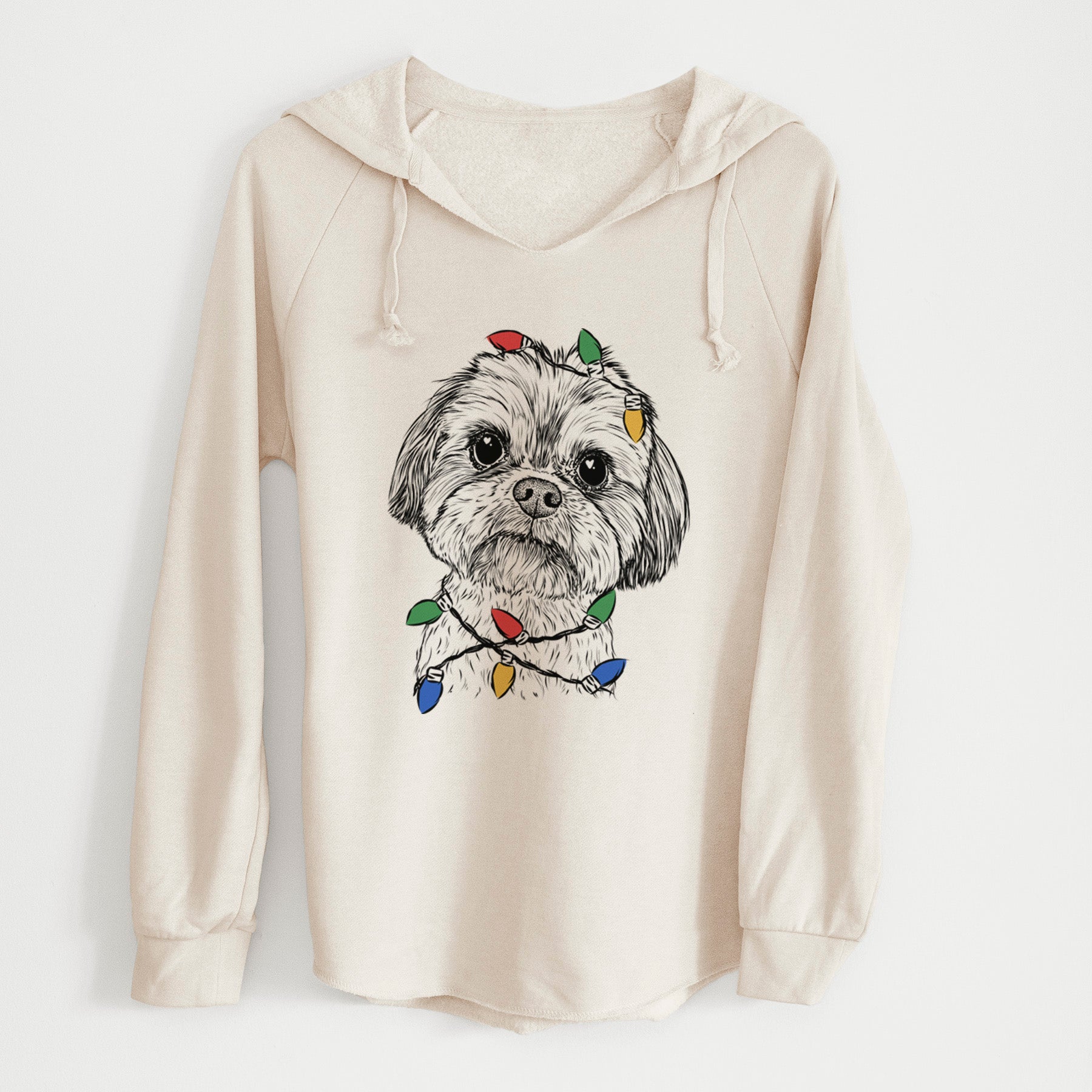 Christmas Lights Lucy the Shorkie - Cali Wave Hooded Sweatshirt