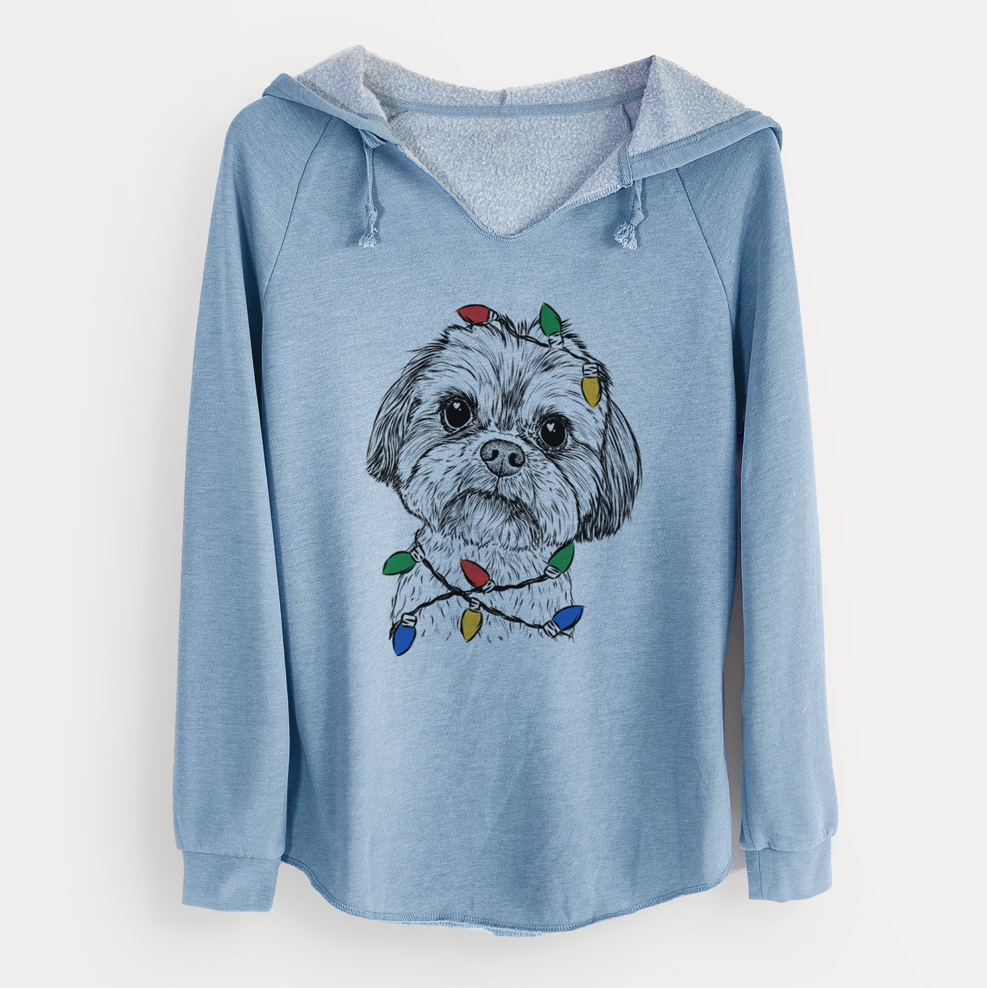 Christmas Lights Lucy the Shorkie - Cali Wave Hooded Sweatshirt