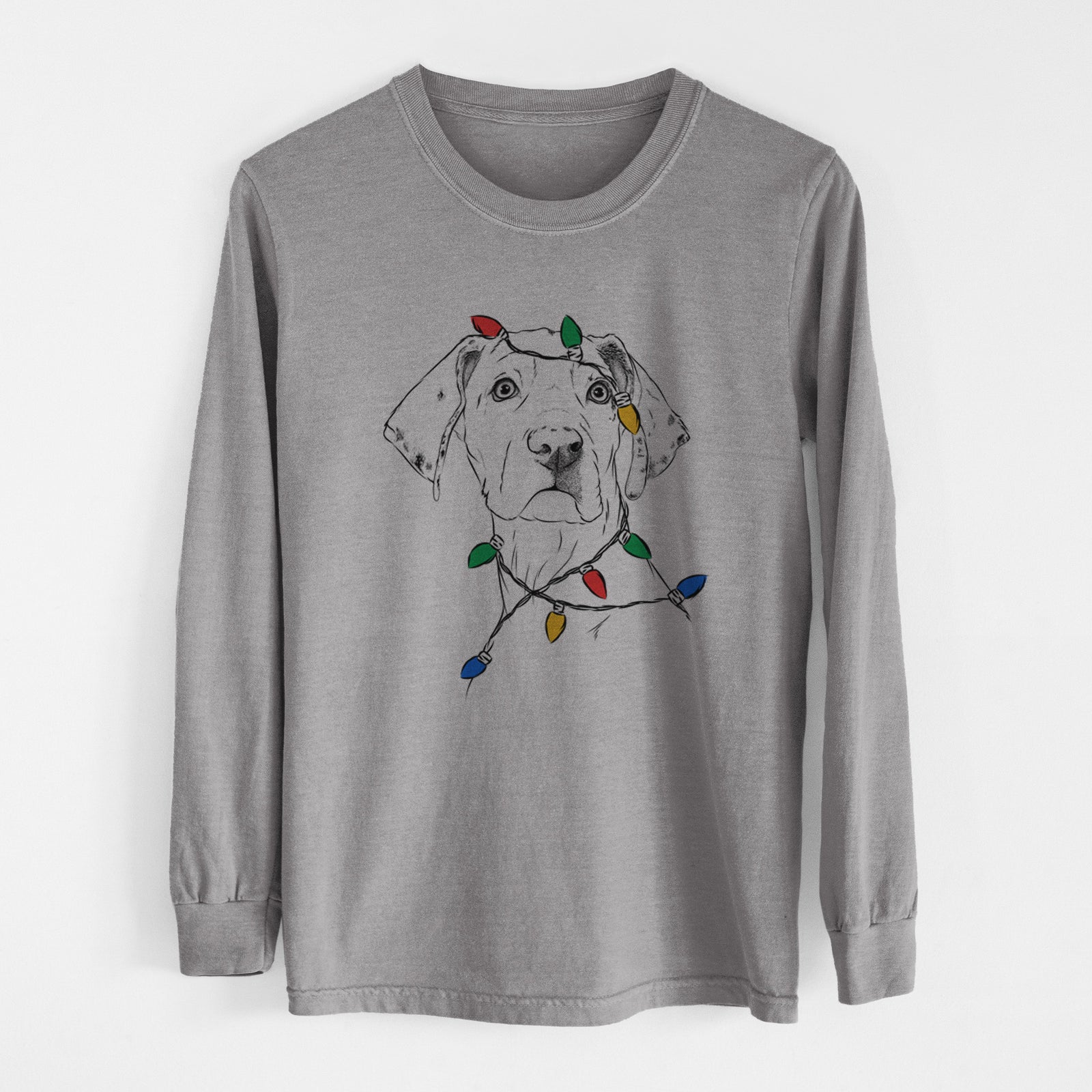 Christmas Lights Lumen the Special Needs Great Dane - Heavyweight 100% Cotton Long Sleeve