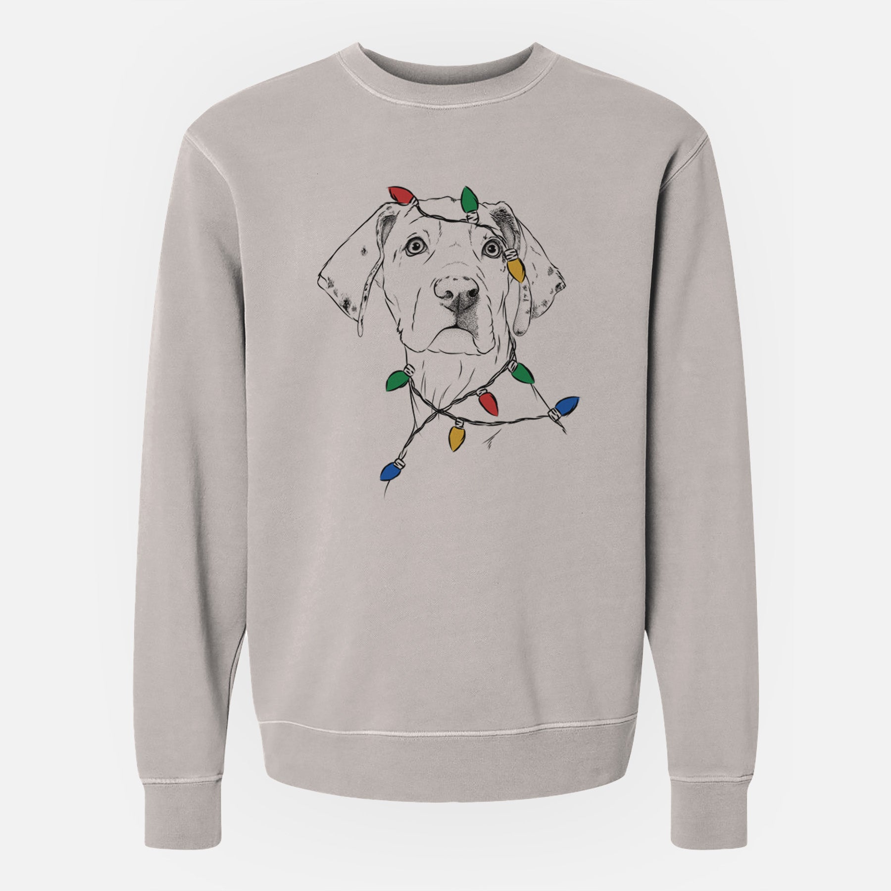 Christmas Lights Lumen the Special Needs Great Dane - Unisex Pigment Dyed Crew Sweatshirt