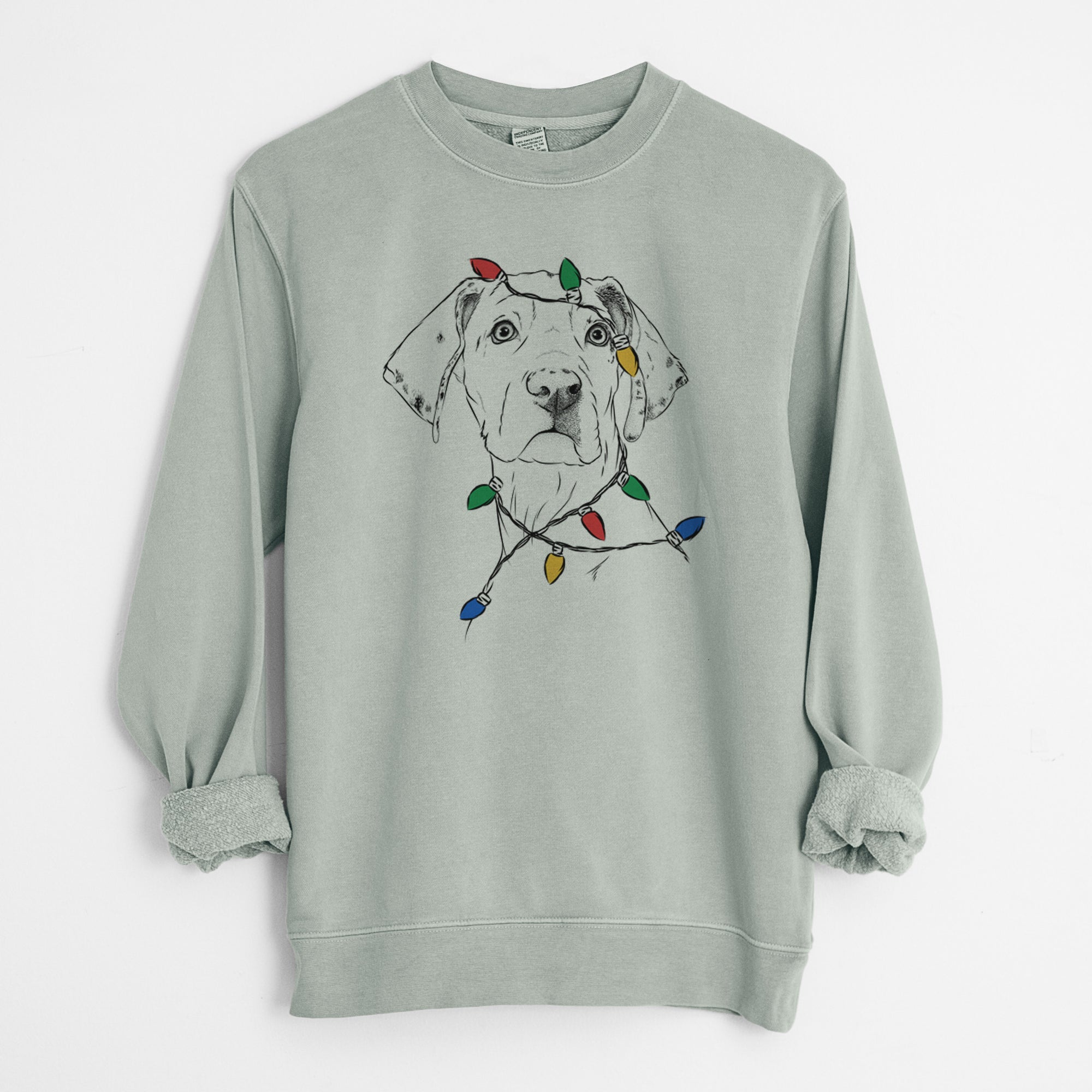 Christmas Lights Lumen the Special Needs Great Dane - Unisex Pigment Dyed Crew Sweatshirt