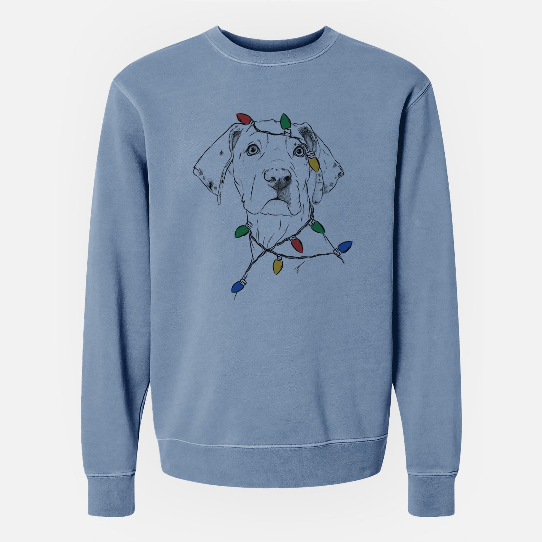 Christmas Lights Lumen the Special Needs Great Dane - Unisex Pigment Dyed Crew Sweatshirt