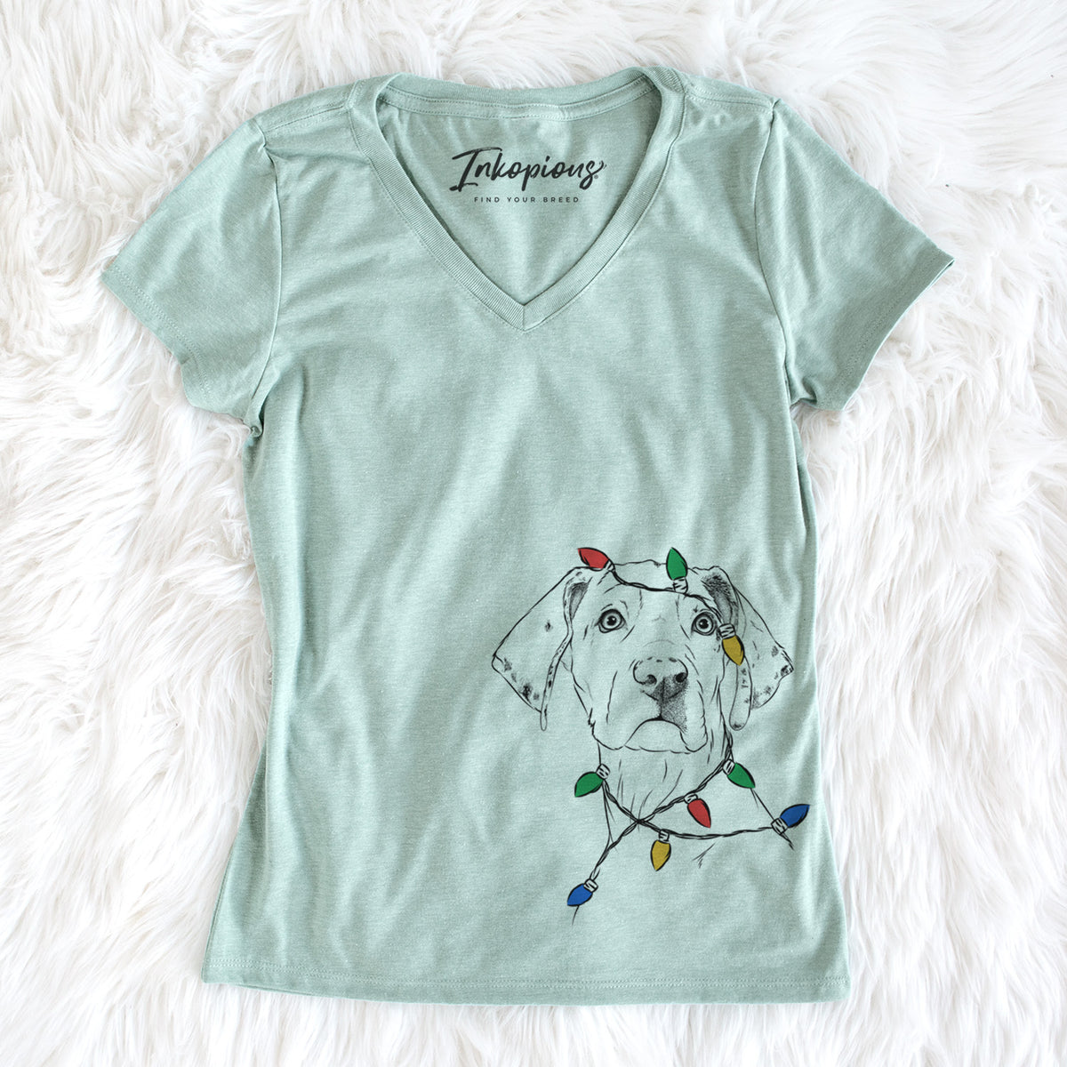 Christmas Lights Lumen the Special Needs Great Dane - Women&#39;s Perfect V-neck Shirt