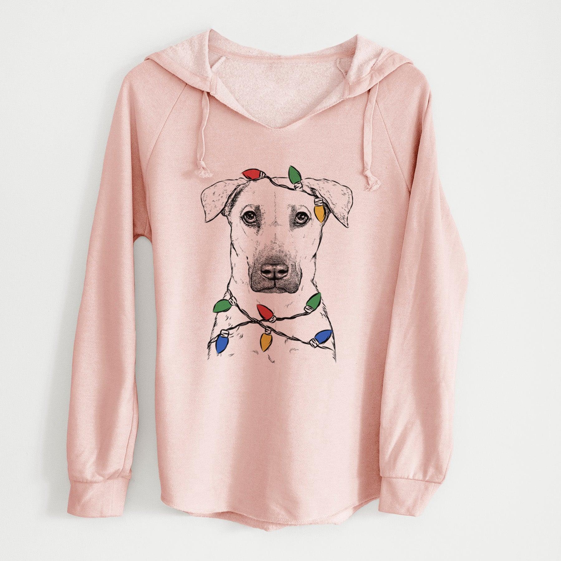 Christmas Lights Luna the Black Mouth Cur - Cali Wave Hooded Sweatshirt