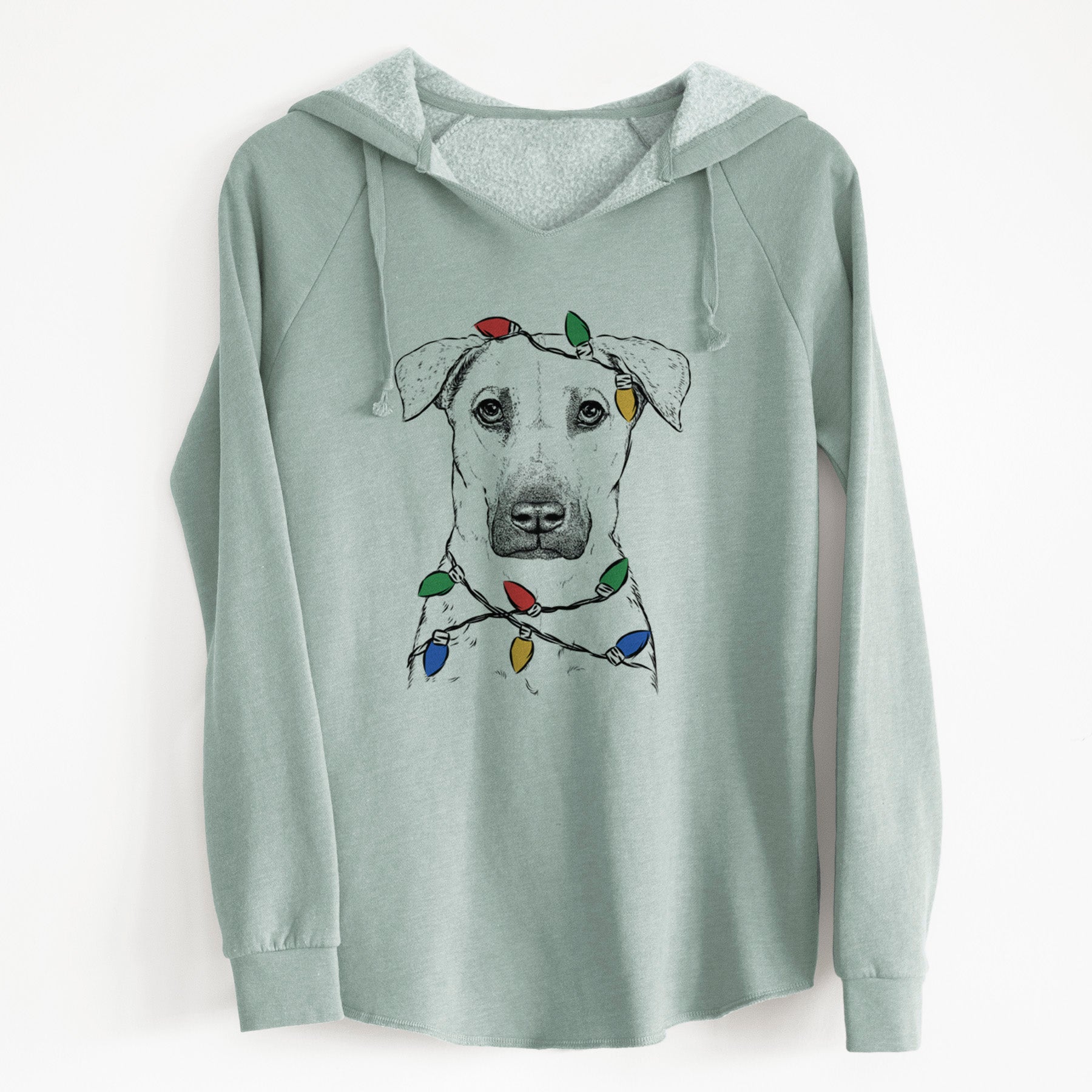 Christmas Lights Luna the Black Mouth Cur - Cali Wave Hooded Sweatshirt