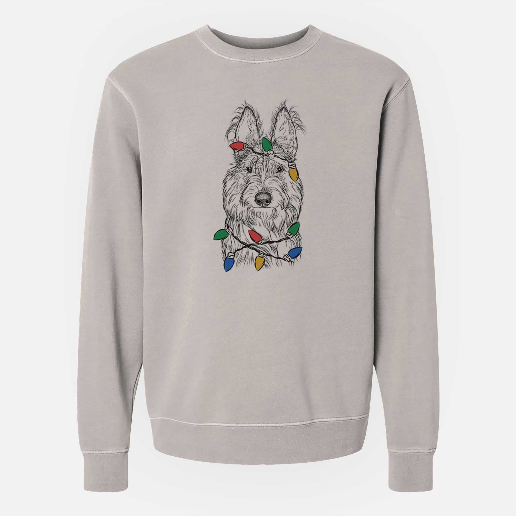 Christmas Lights Luna the Berger Picard - Unisex Pigment Dyed Crew Sweatshirt