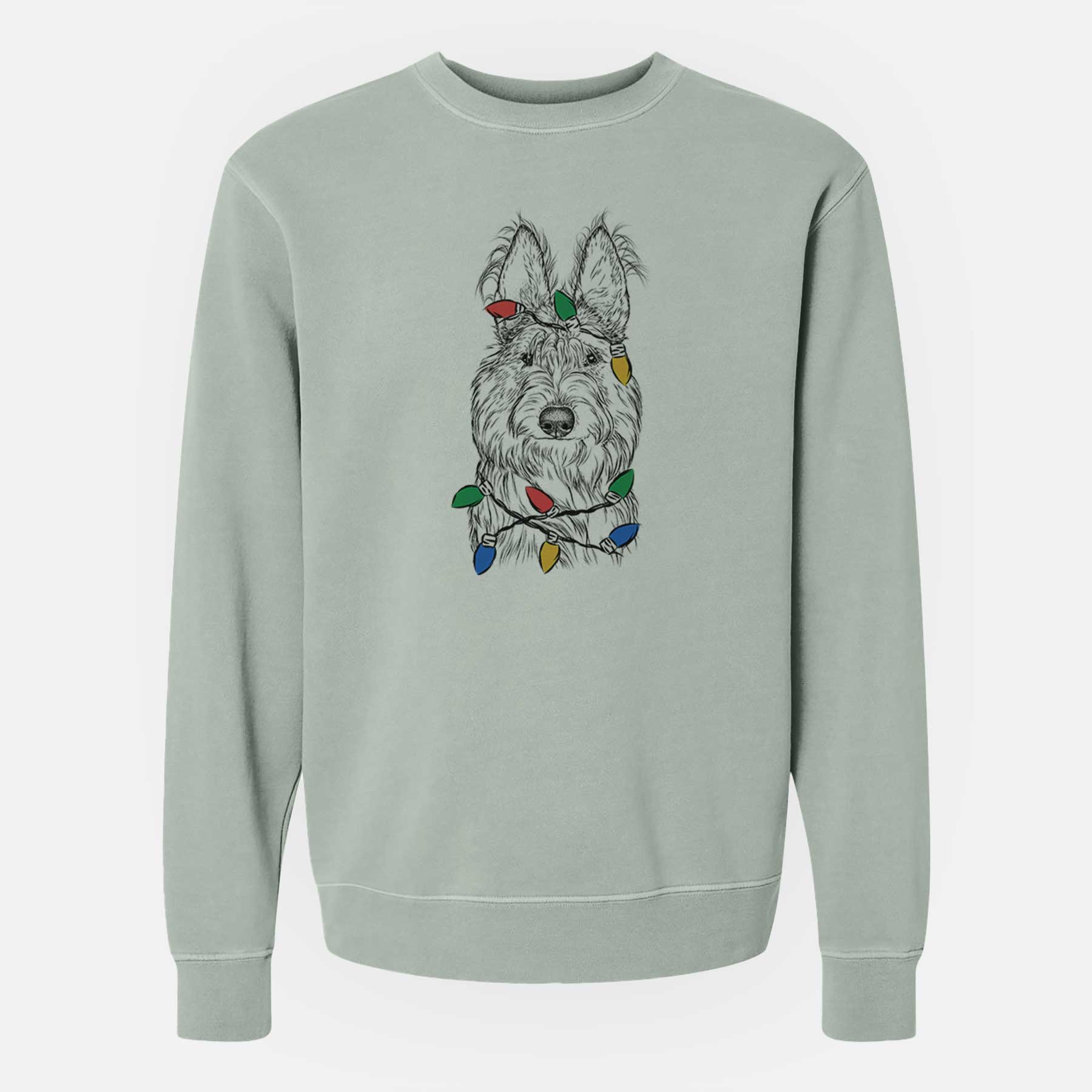 Christmas Lights Luna the Berger Picard - Unisex Pigment Dyed Crew Sweatshirt