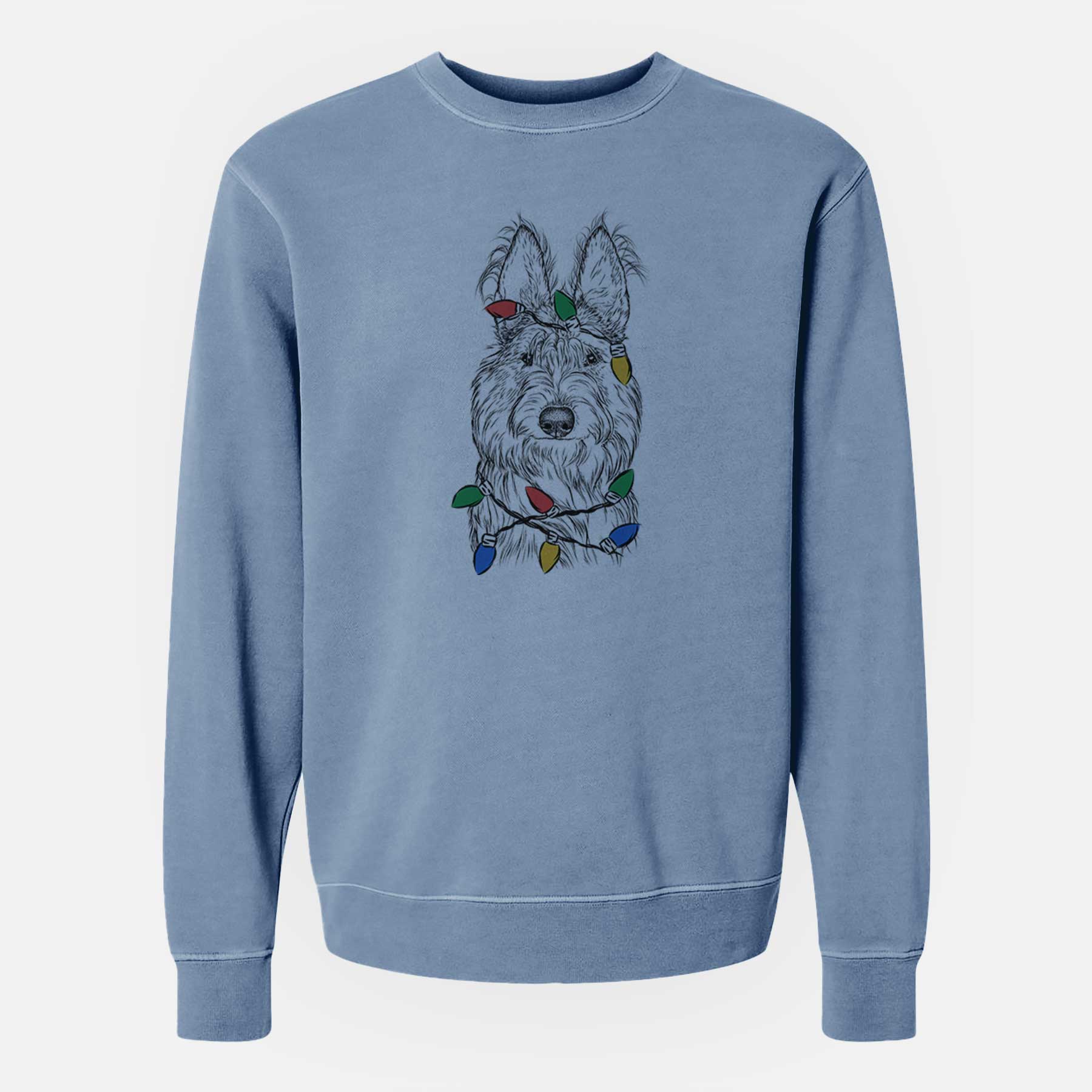 Christmas Lights Luna the Berger Picard - Unisex Pigment Dyed Crew Sweatshirt