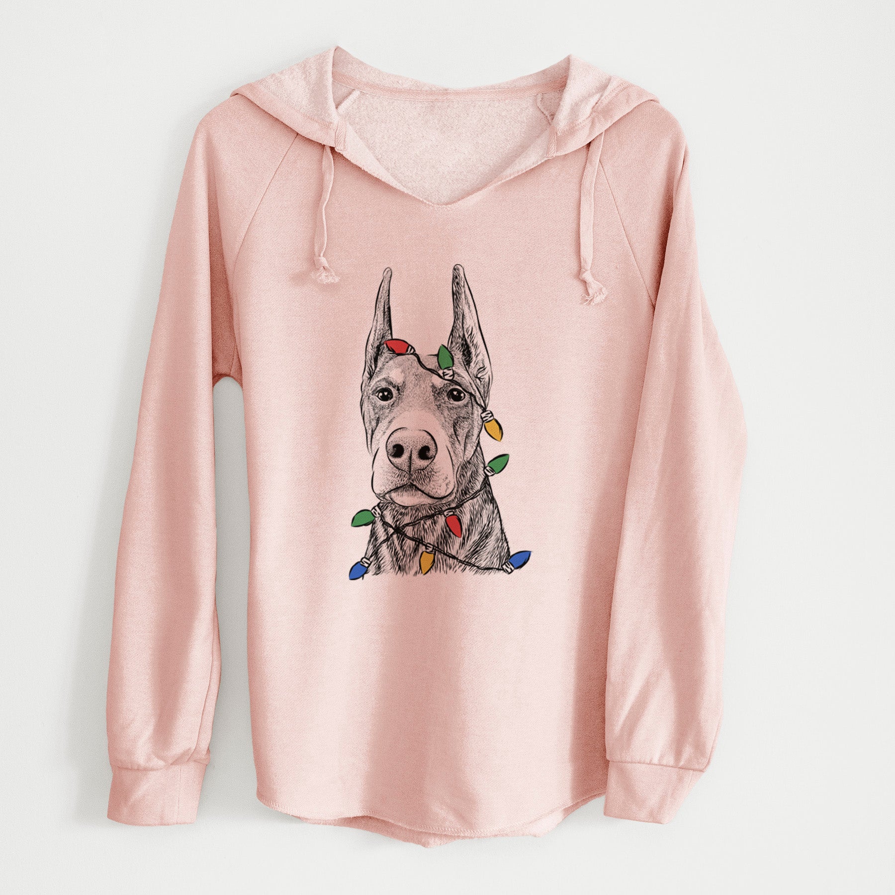 Christmas Lights Luna the Doberman Pinscher - Cali Wave Hooded Sweatshirt